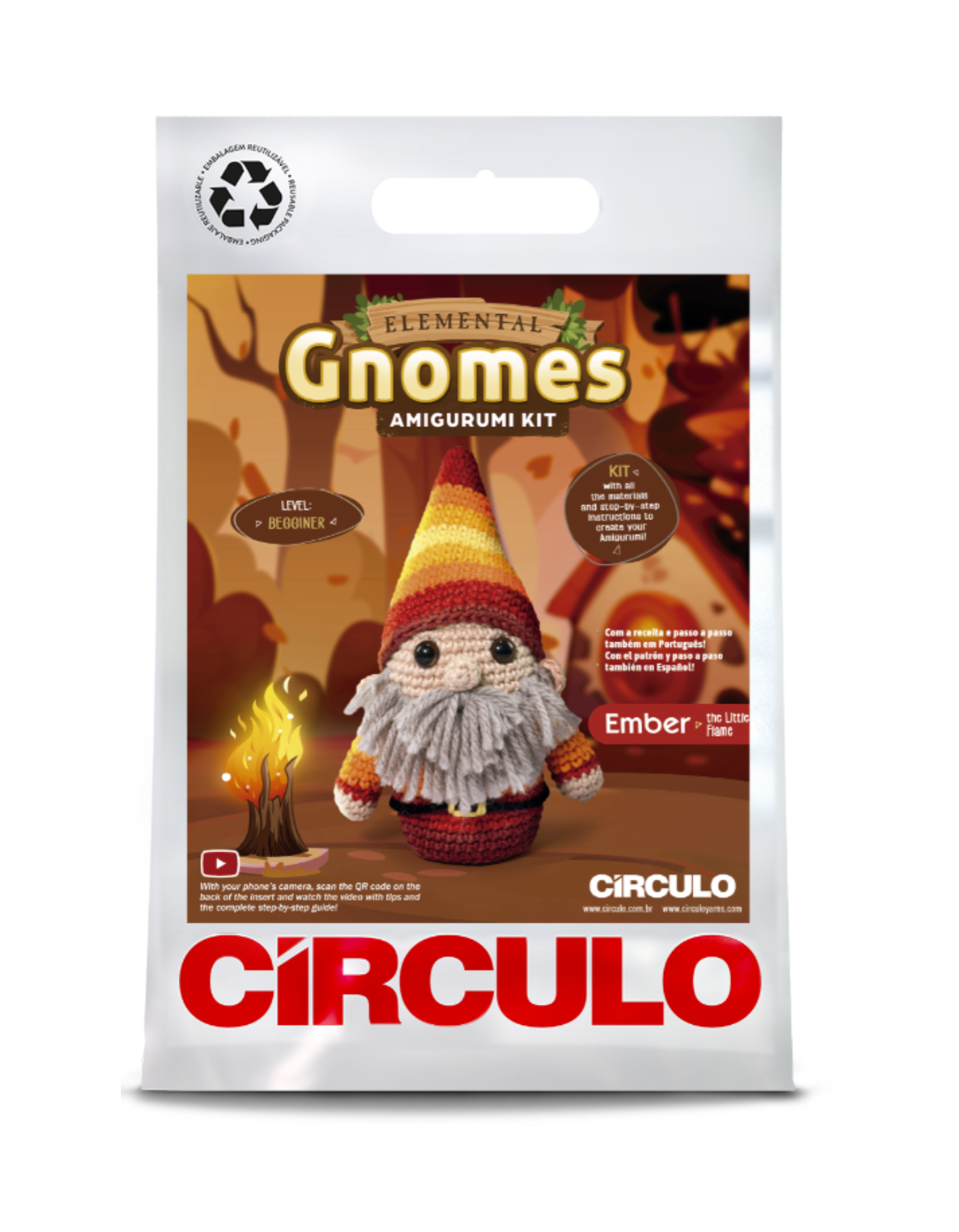 Ember the Little Flame Gnome Adagio Mills Circulo Amigurmi Kit