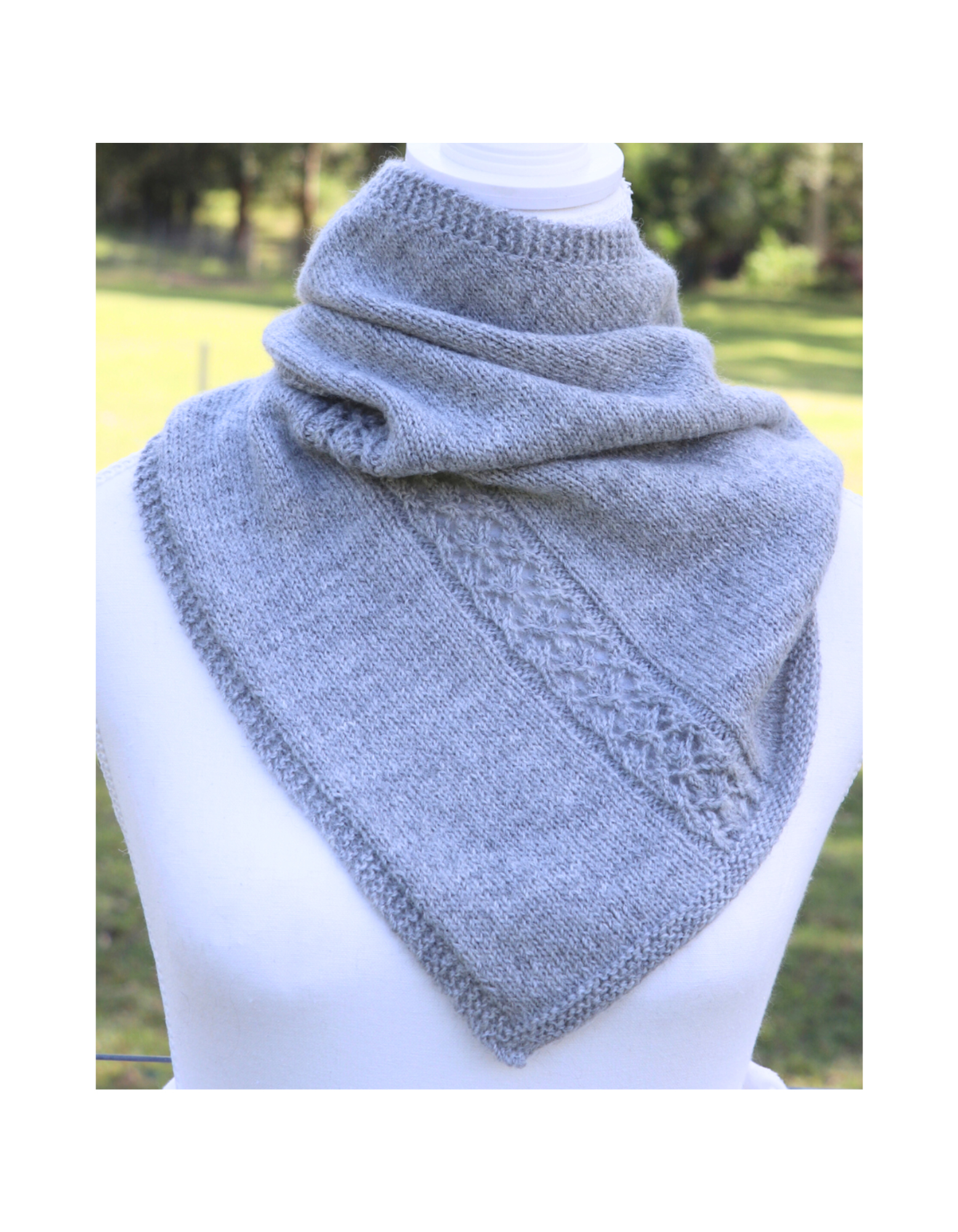 Adagio Mills Knitting Pattern: "A Little Lacey” V Shaped Cowl