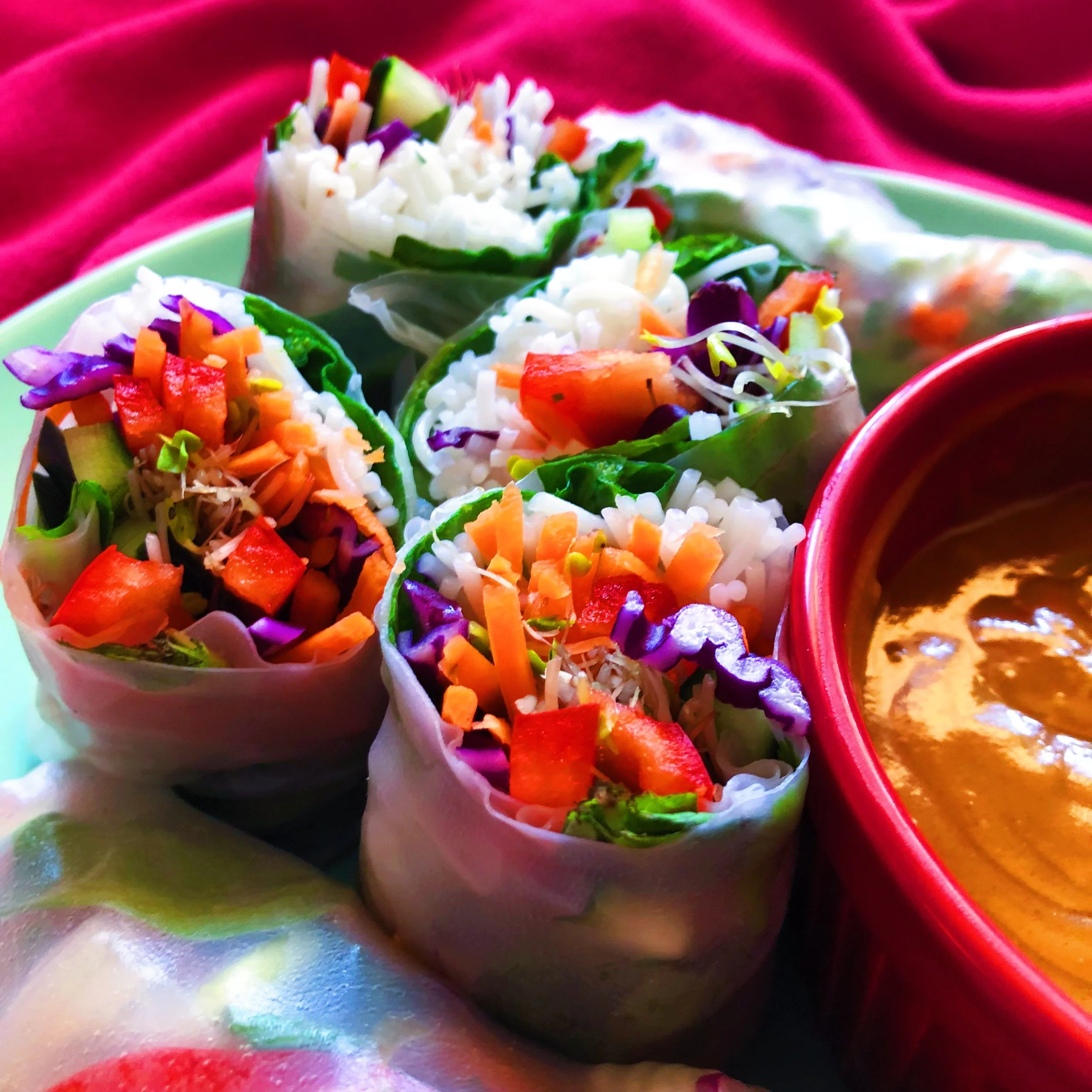 veggie spring rolls & peanut sauce