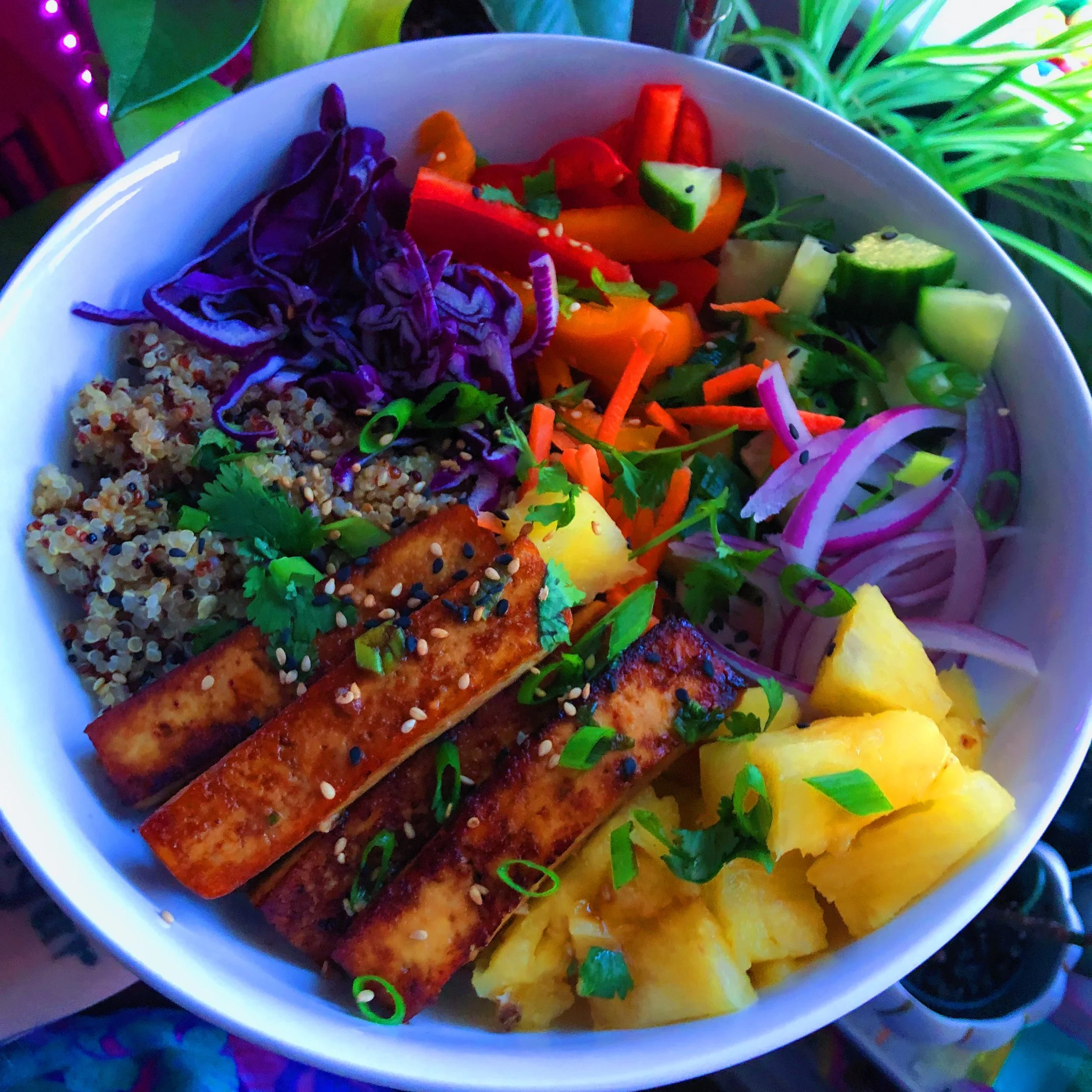 teriyaki pineapple tofu bowl