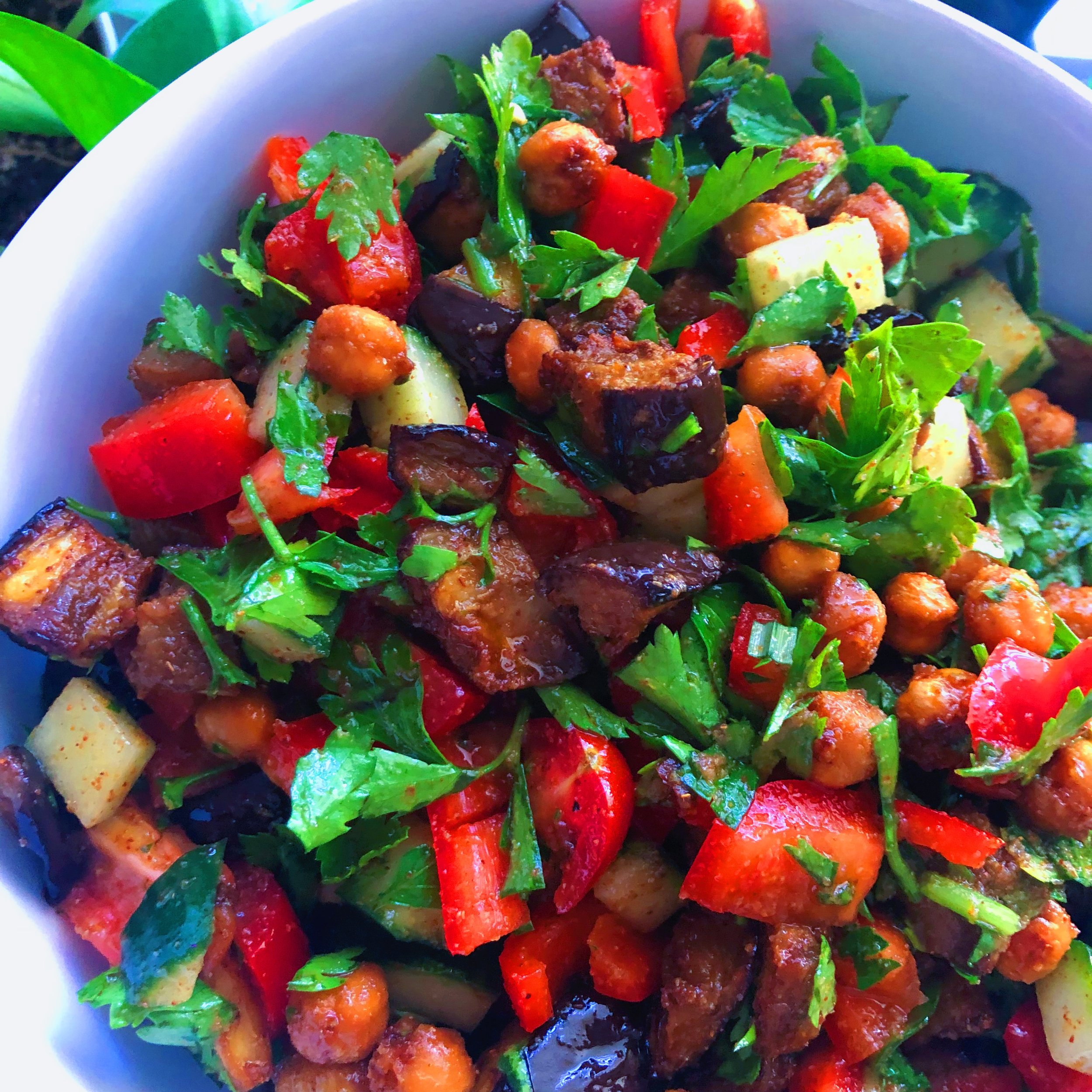 summer eggplant & chickpea salad