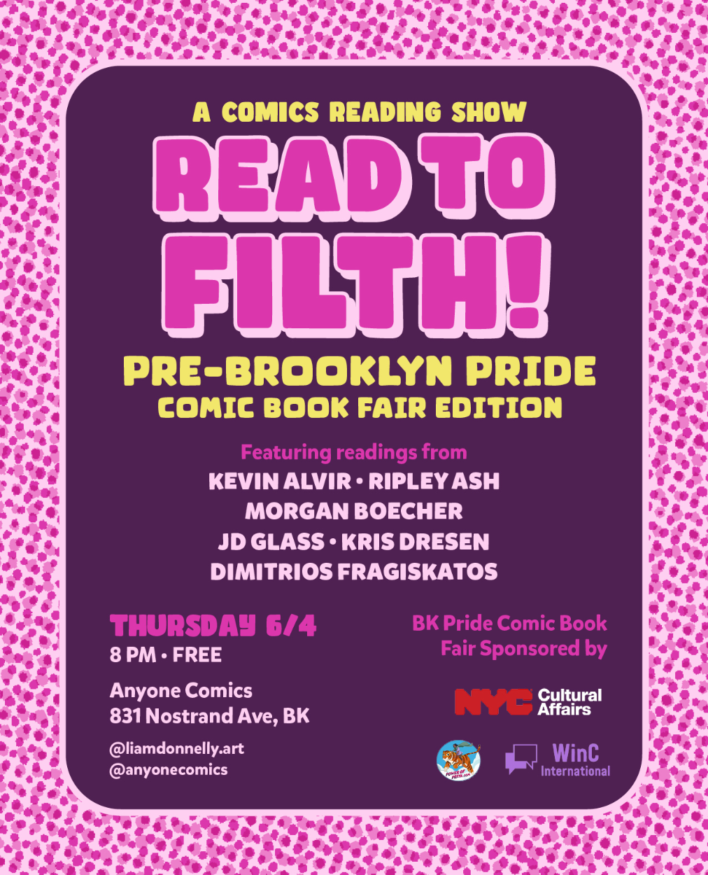 Read to filth: a Pre BK Pride Fair Comics reading