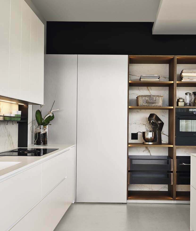 Our thoughtful and practical designs make for a perfect experience in the kitchen, through to the living room. Partitioned off to look stunning, as well as create a seamless experience throughout surroundings, and fully customizable to the client's d