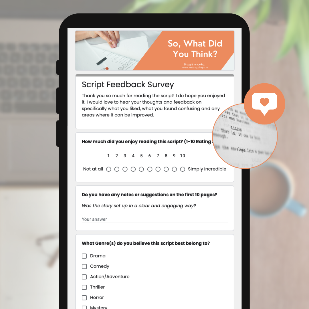 Script Feedback Survey Template — WRITING CHOPS