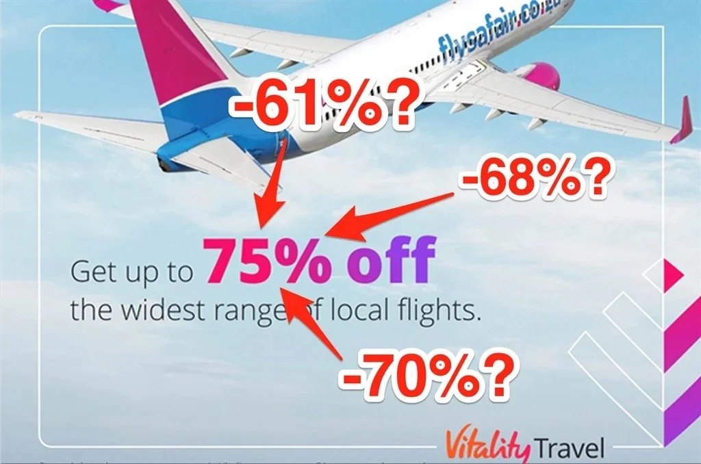 The discounts on some Vitality domestic flights are not as big as what Discovery advertises