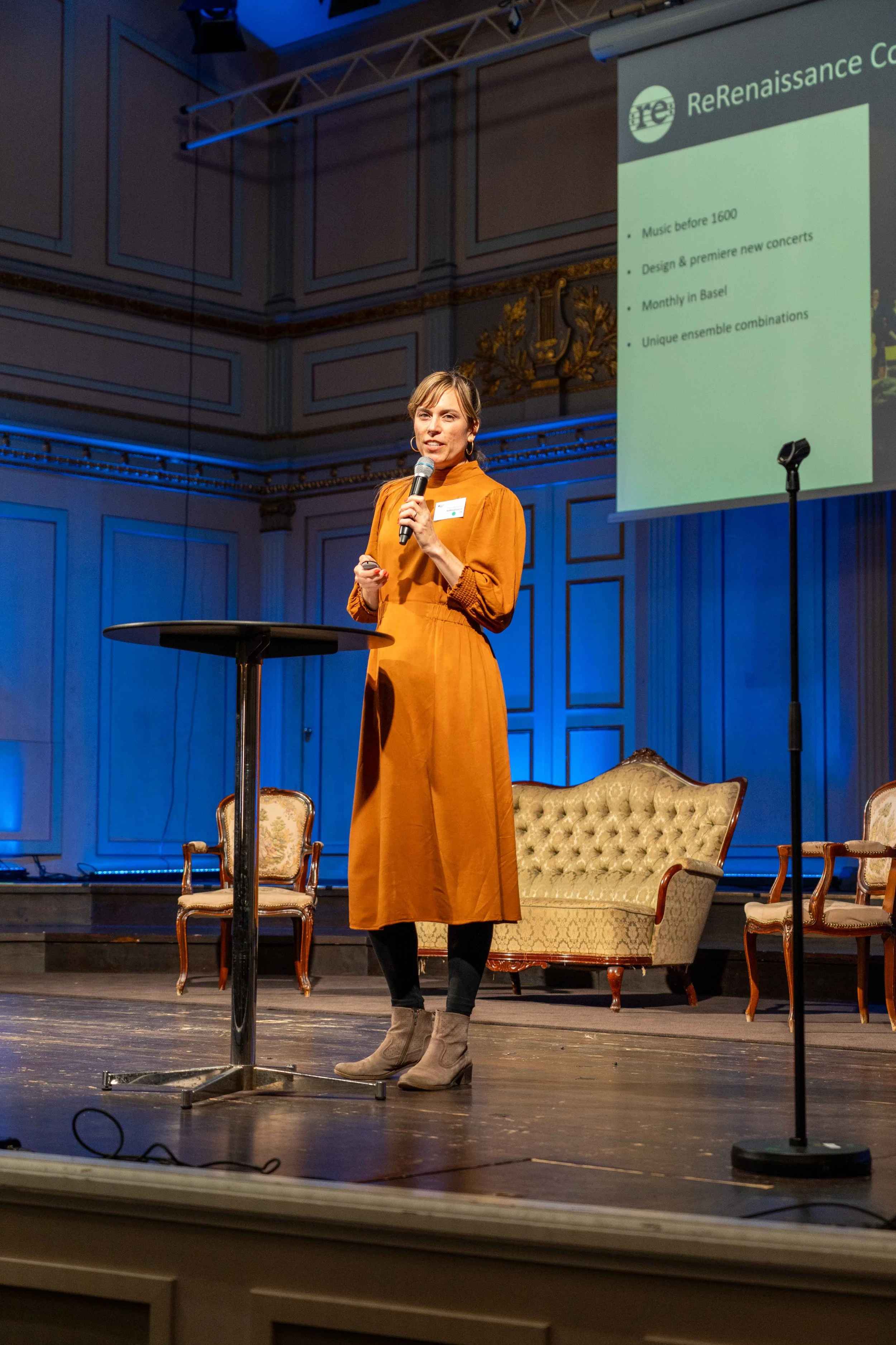 Holly Scarborough presents ReRenaissance's projects at the REMA General Assembly in Stockholm, 2024