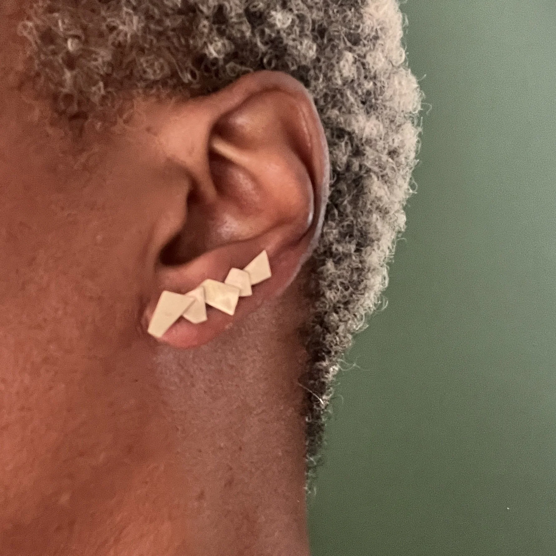 14ct Gold Ear Climber on model