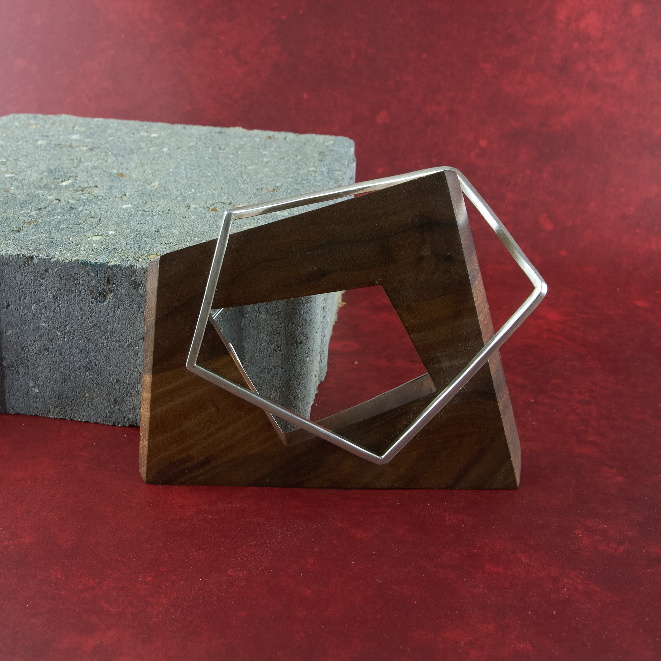 One of a Kind Silver & Wood Brooch Handmade UK