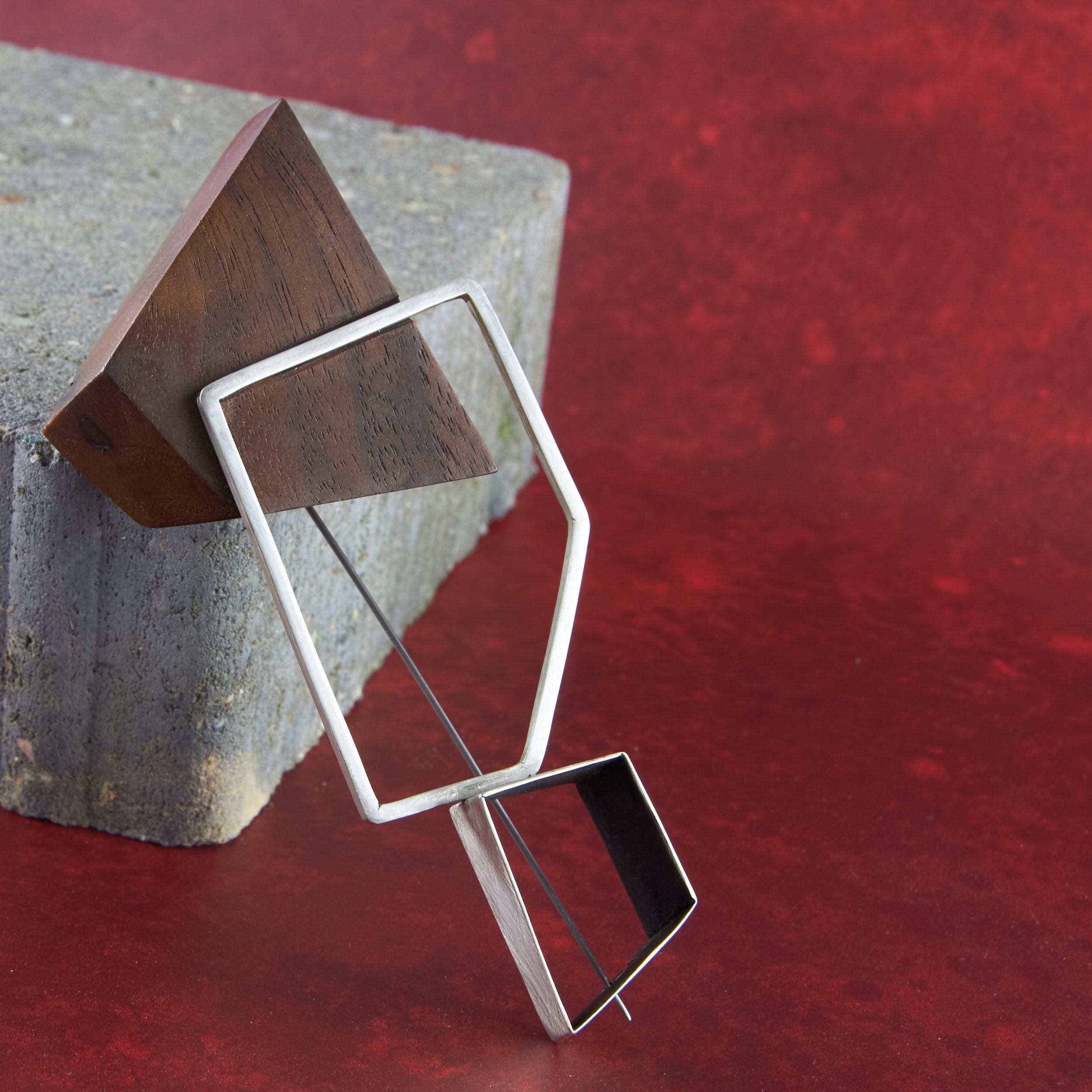 Geometric Mixed Media Brooch Handmade