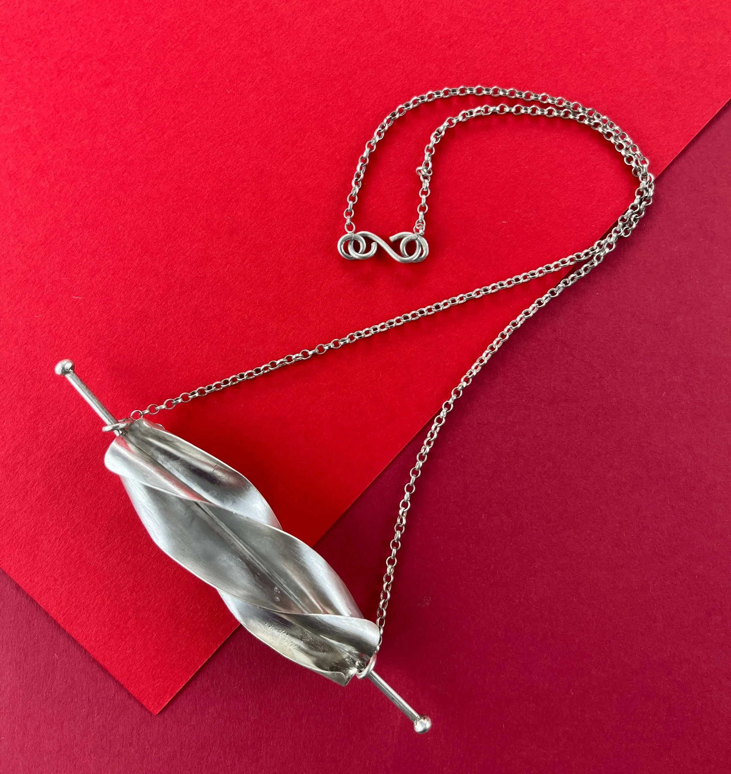 Unique Kinetic Silver Necklace Handmade