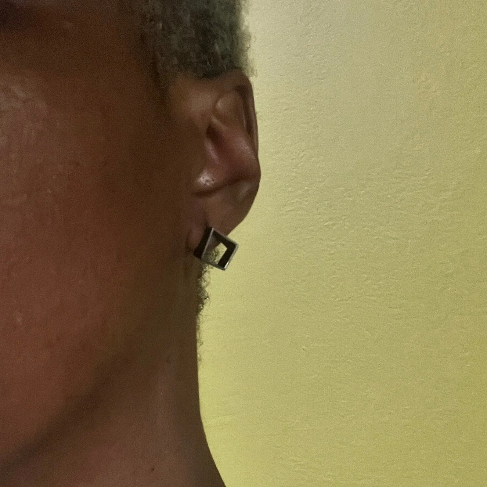 small oxidized stud earrings on model