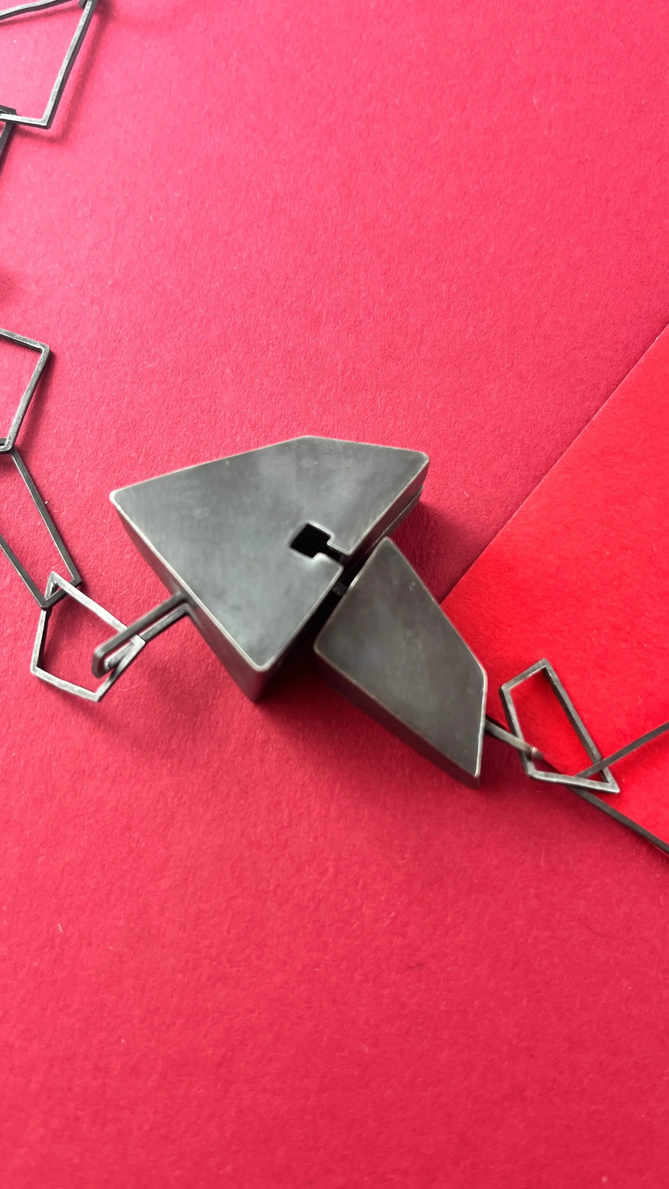 Geometric Oxidised Silver Chain Necklace UK