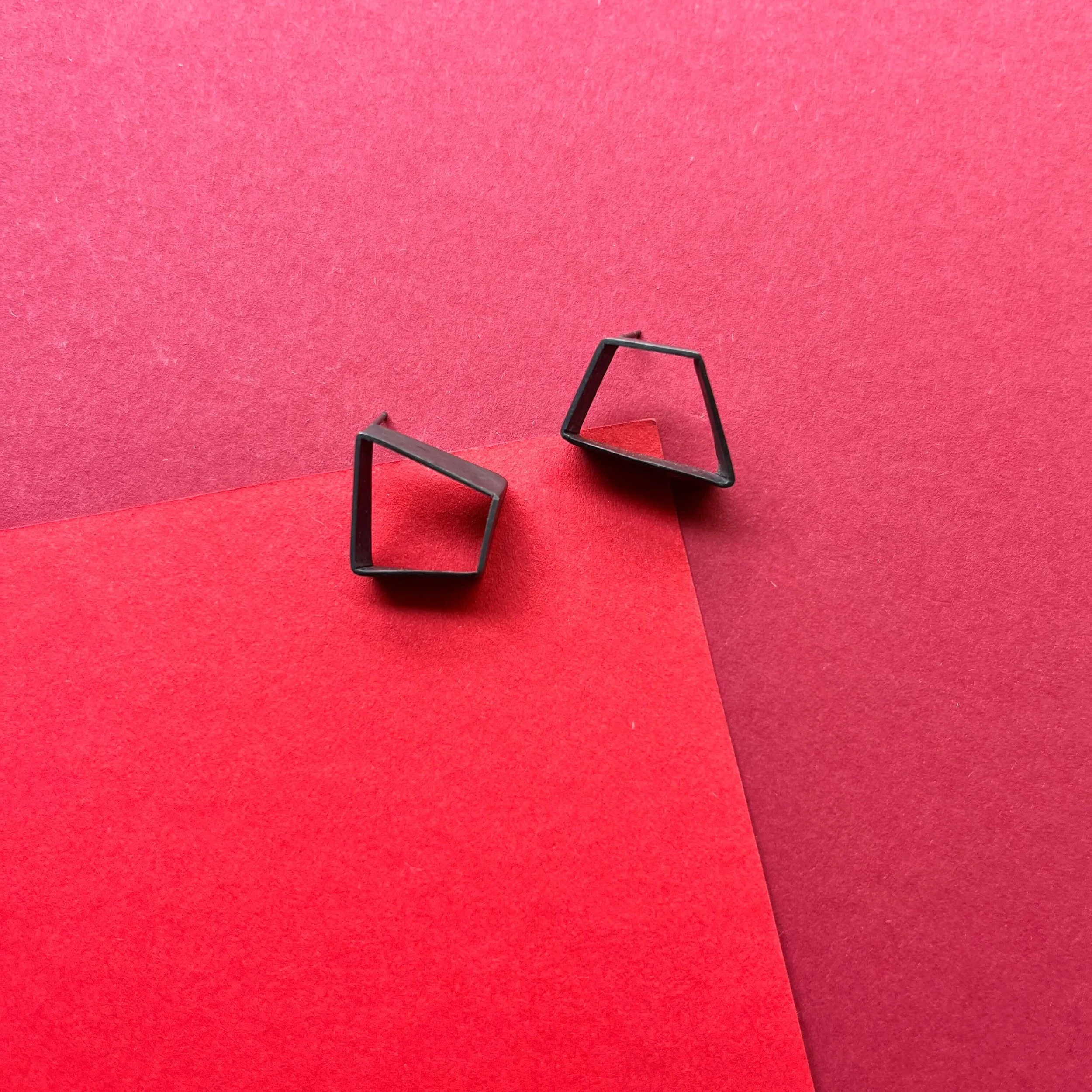Geometric oxidised silver earrings