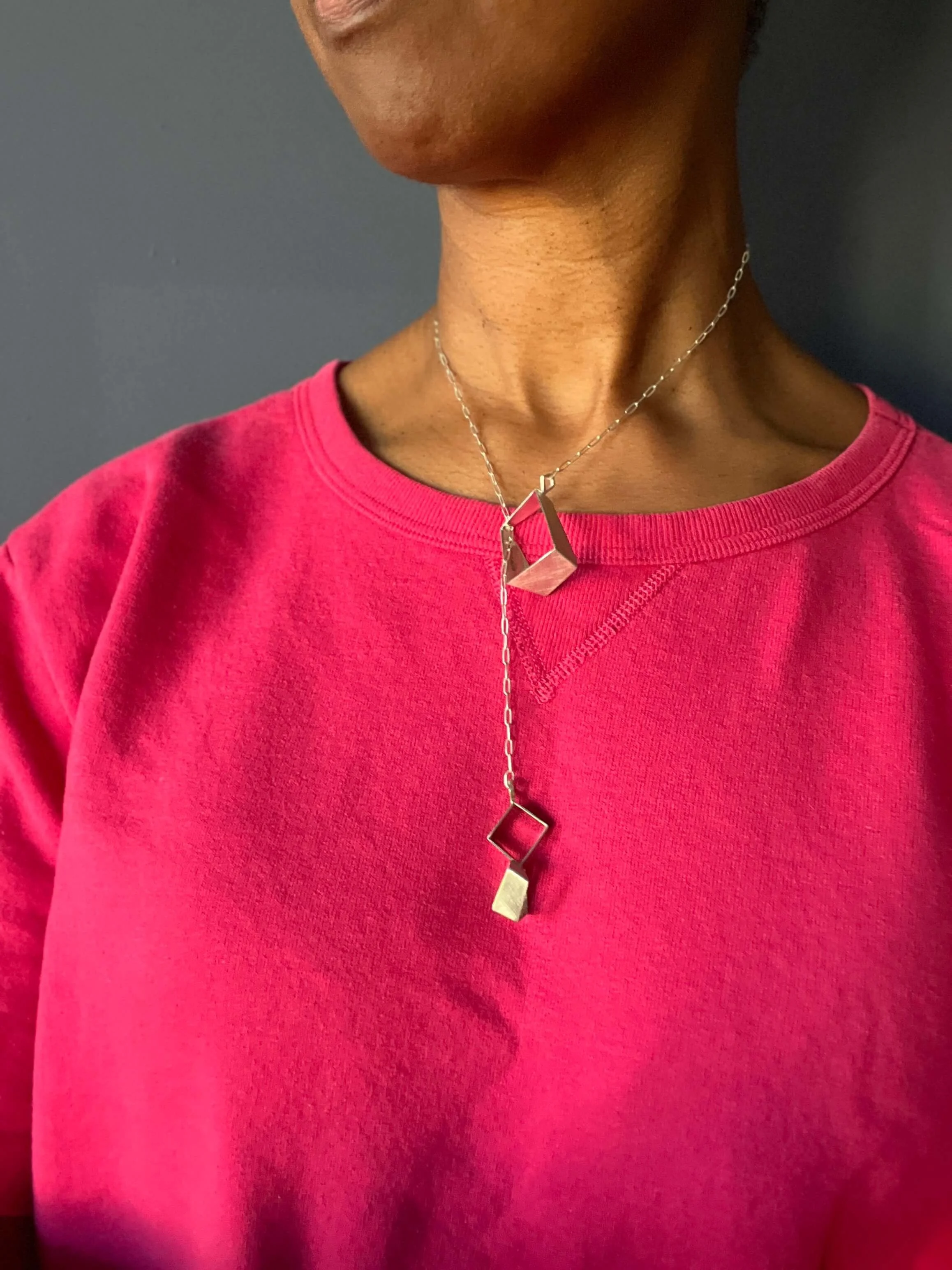Handmade Silver Necklace on model