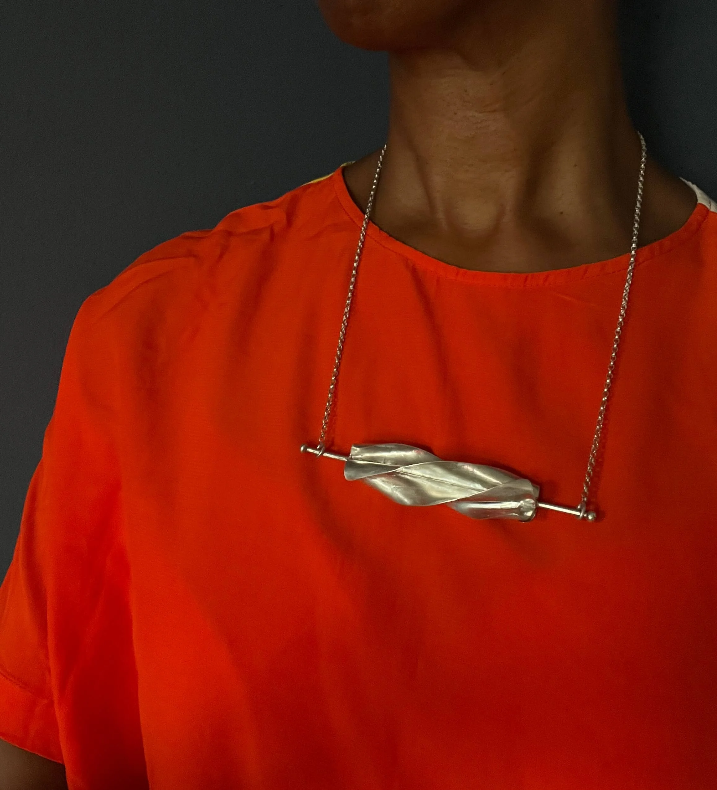 Contemporary Silver Pendant Necklace