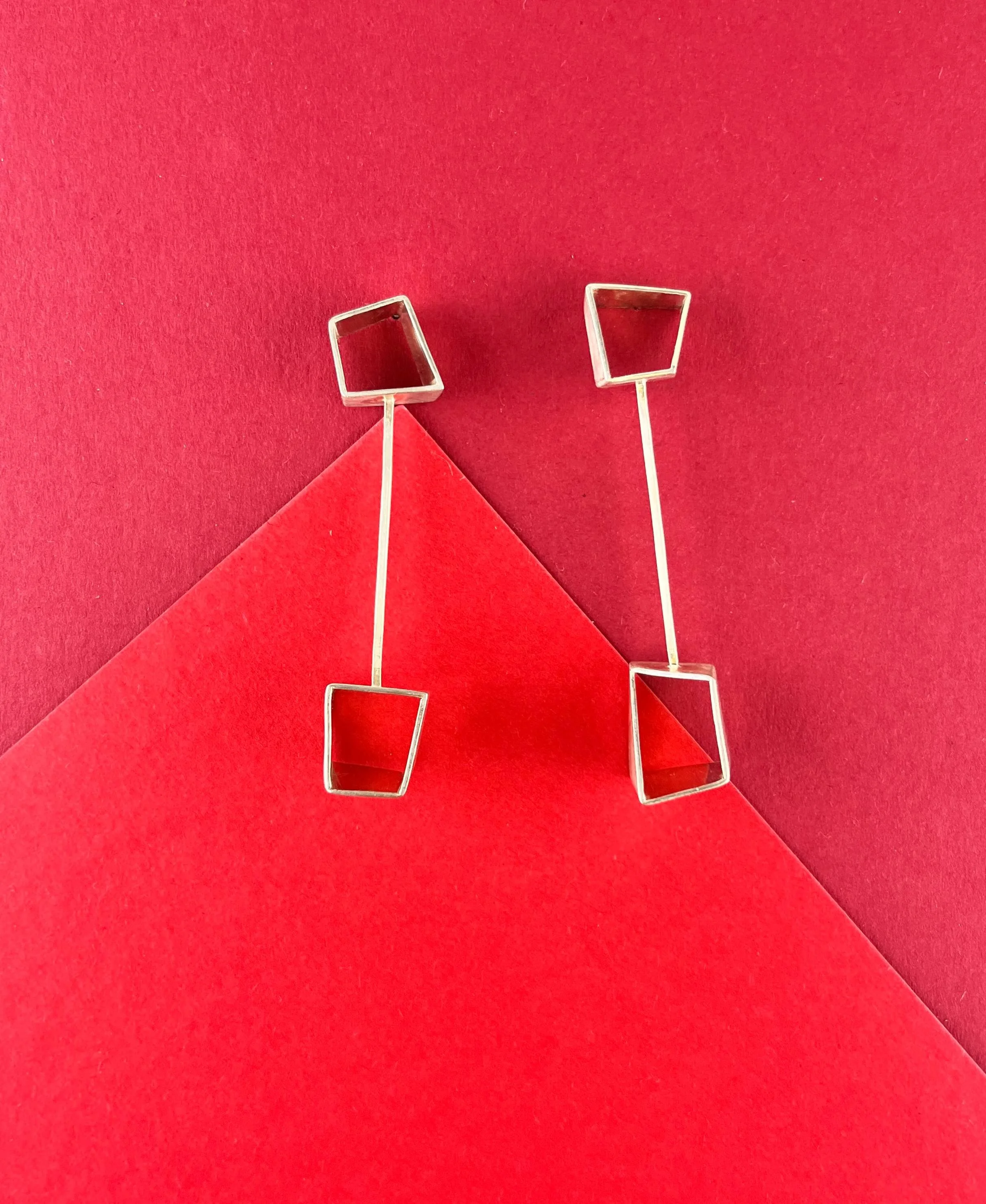 Asymmetric Silver Dangle Earrings