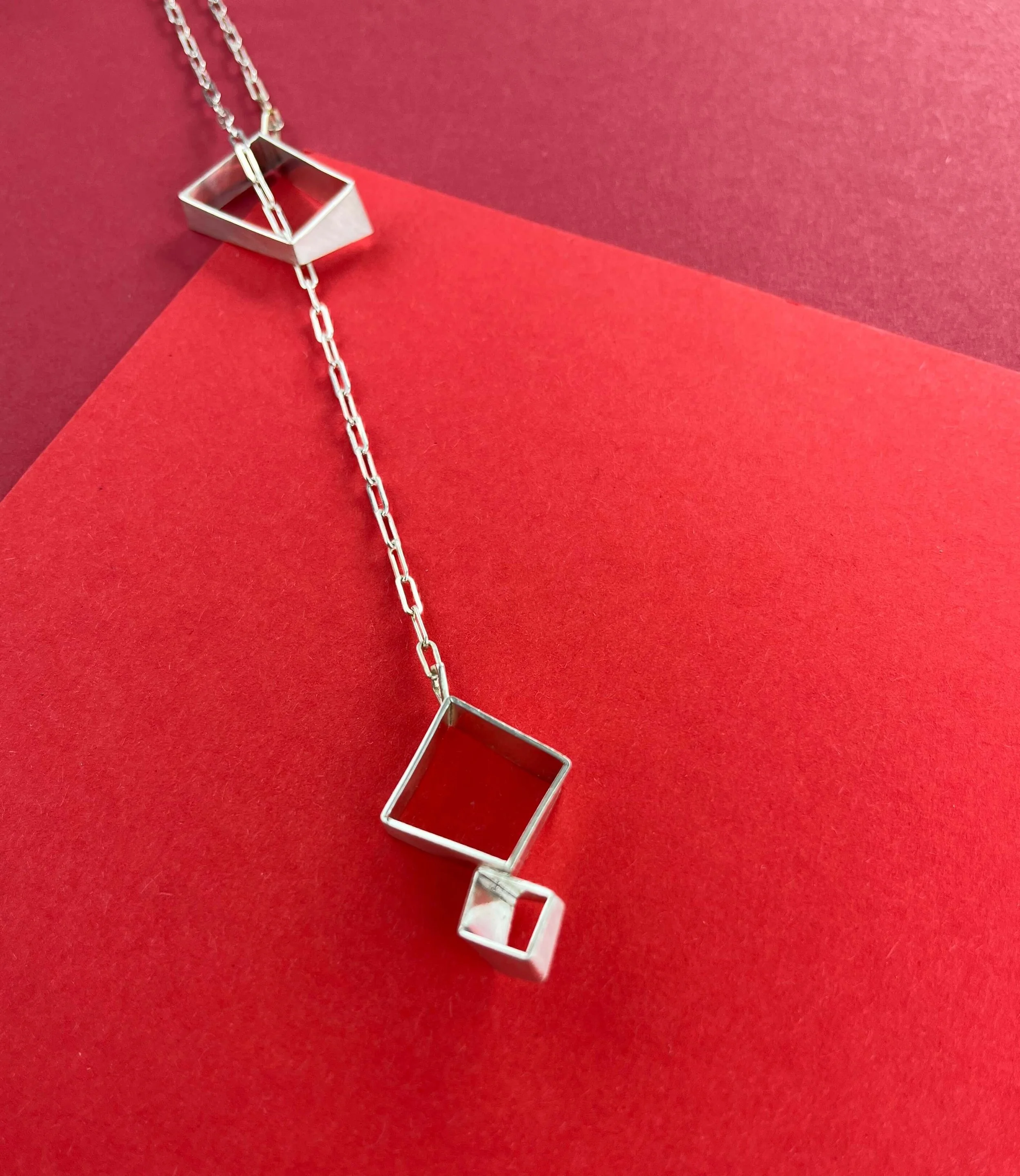 Sculptural Silver Pendant Necklace Handmade