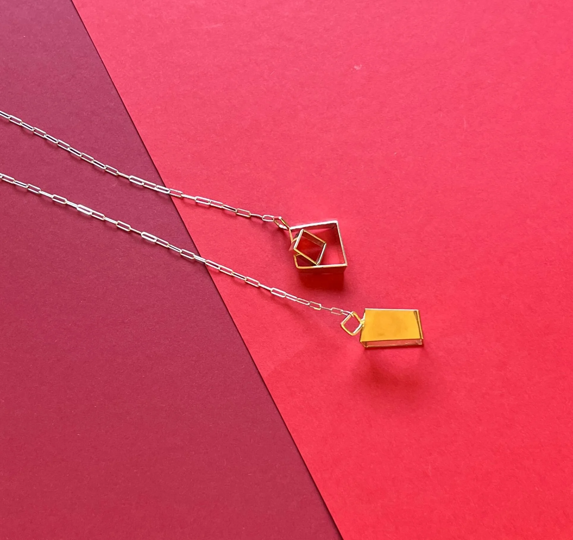 Mixed metal gold necklace