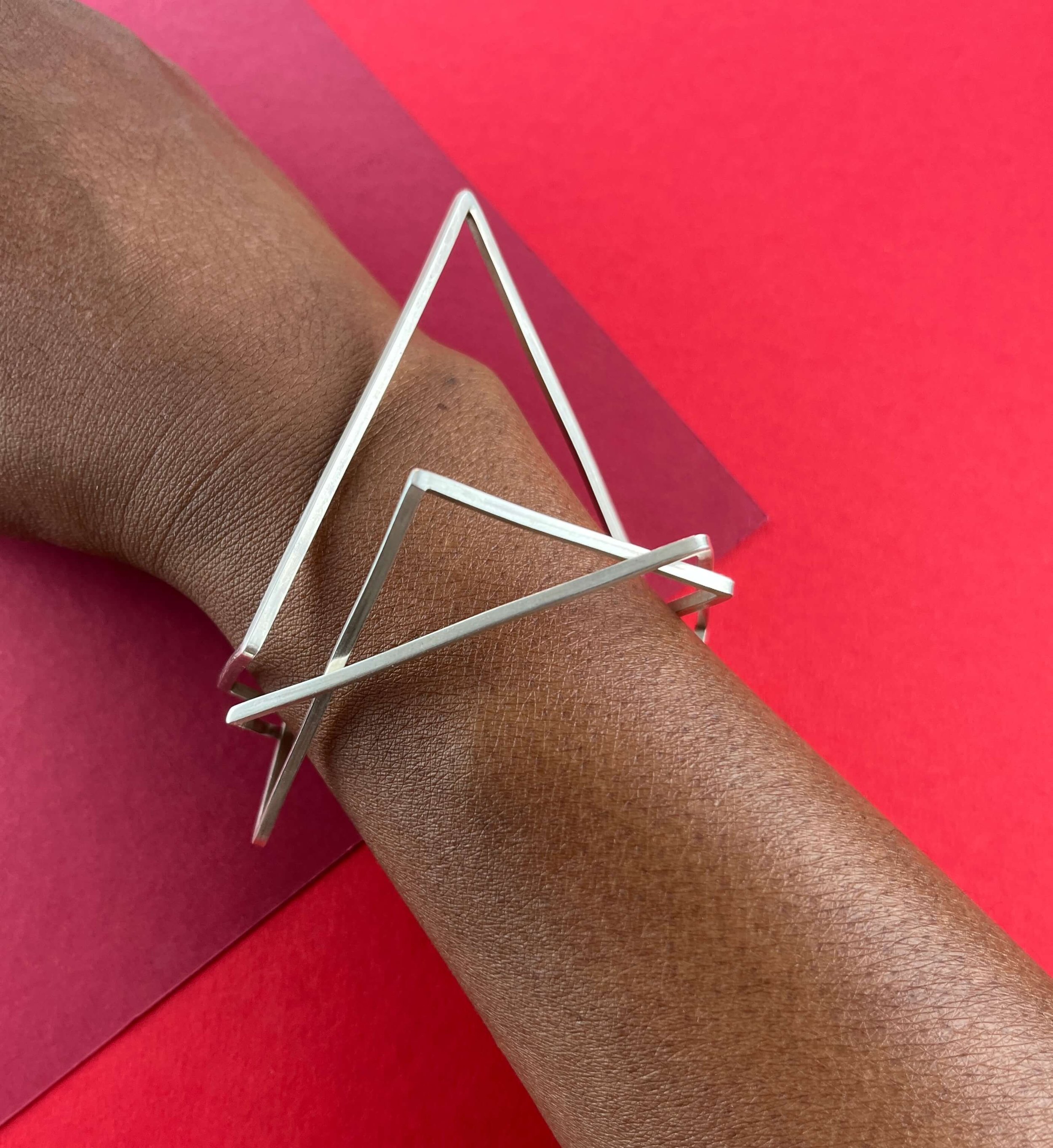 Geometric Silver Stacking Bangles