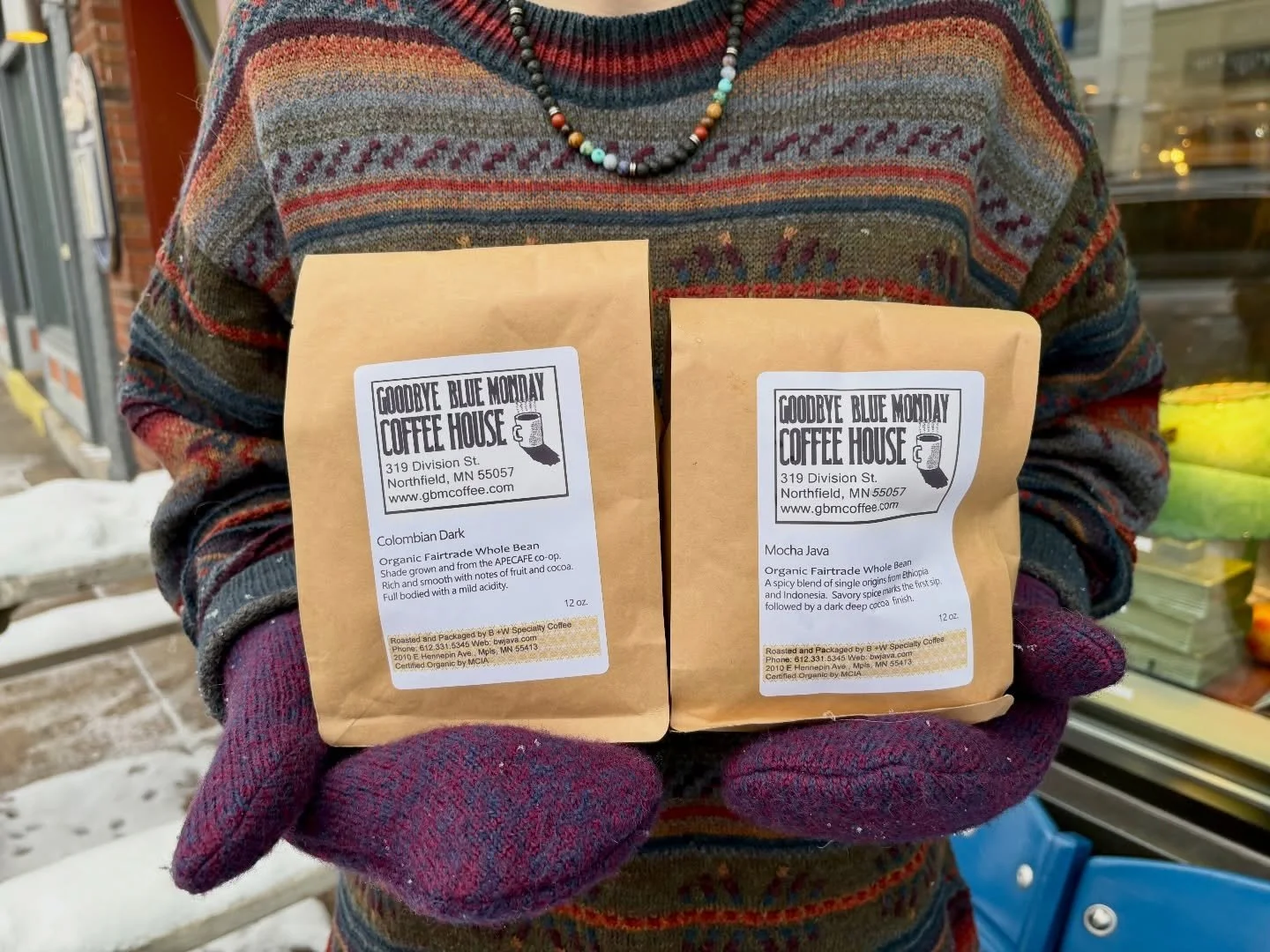 catch us at winter walk tonight with all the cutesy gbm gifts &amp; peppermint hot cocoas 😌 new pre-made coffee bags available for $17!