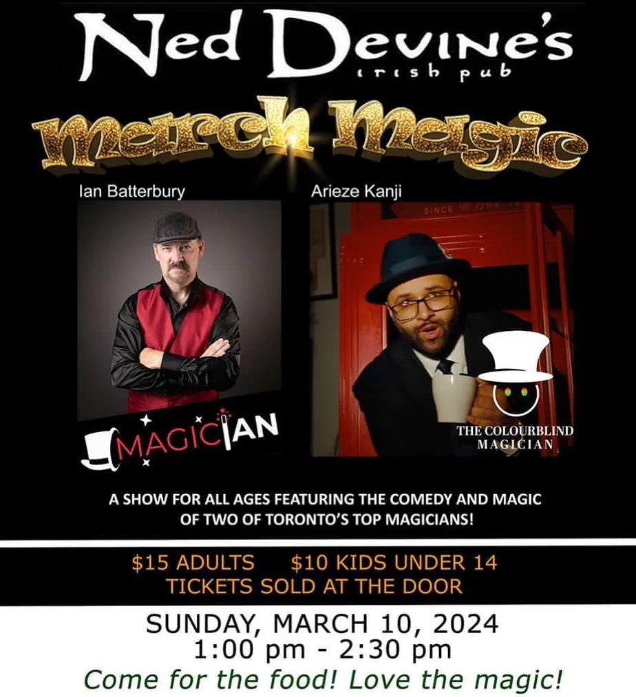 Ready for some March Magic at Ned Devine&rsquo;s Irish pub in Milton?
Come out and see two incredible magicians perform 90 minutes of magic on Sunday March 10th! It&rsquo;s going to be AMAZING! @magiciantoronto @neddevinesirishpub 
#magic #magictoron