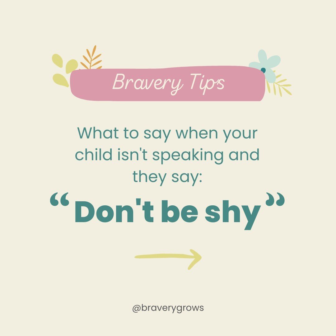 Here's the thing with calling a child &quot;shy&quot; ⬇️

If a child here's they're shy, they learn: I'm shy. That's who I am and I can't change it. 

If, instead, they hear they're &quot;not ready to talk 𝗿𝗶𝗴𝗵𝘁 𝗻𝗼𝘄&quot; they learn: This isn