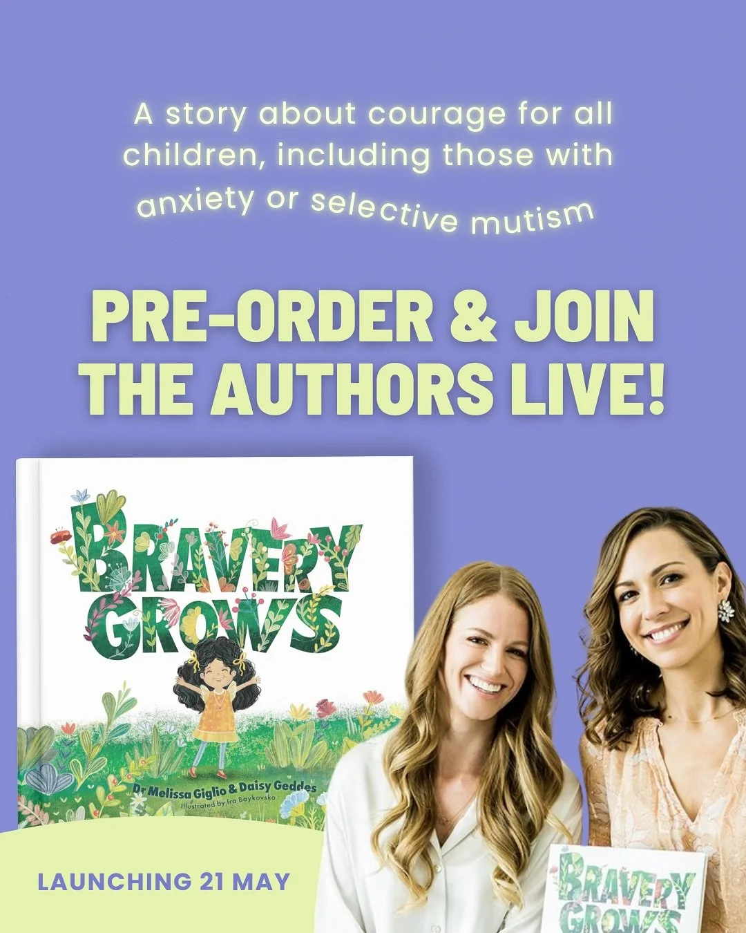 Our children&rsquo;s book Bravery Grows is out May 21!🎉

A gentle, empowering story for all children &mdash; including those with anxiety or selective mutism &mdash; and the grownups who support them. 

💬 To celebrate, we&rsquo;re hosting a free li