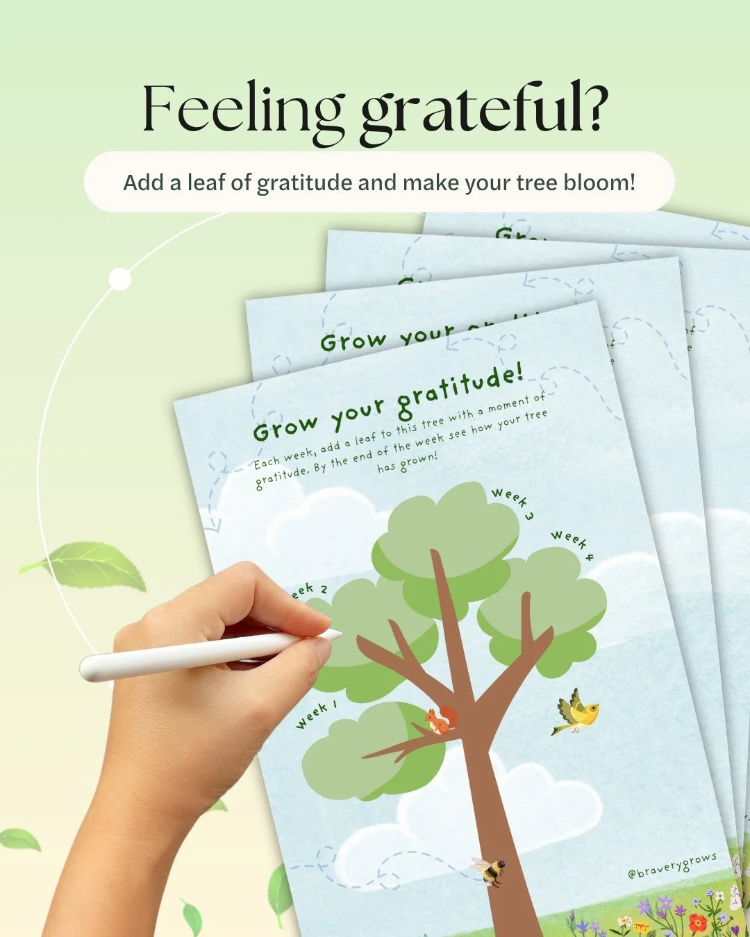 We have created a printable Gratitude Tree to help children see how many small things there are to be thankful for. 💚

Add more mindful time to your child's week - this activity is a meaningful way to help children pause, reflect, and recognize the 