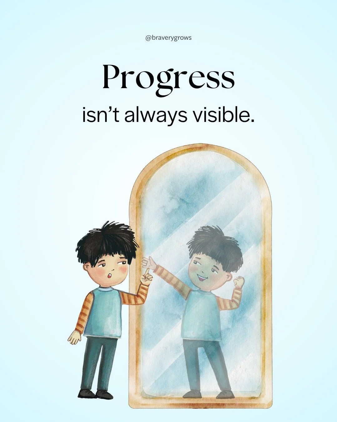 A gentle reminder for the parent who feels like nothing is working:

Progress isn&rsquo;t always visible&hellip; 🧊

What you SEE:
🏫 Still not talking at school 
🙈 Still freezing with relatives 

What&rsquo;s HAPPENING:
🧠 Neural pathways forming 

