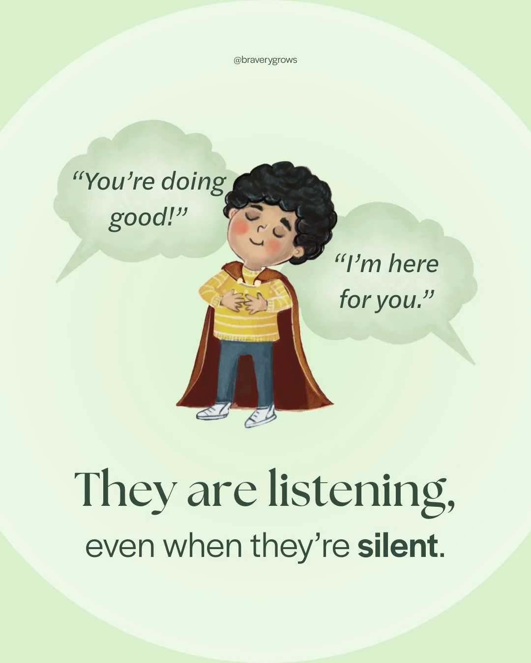 A truth about kids with selective mutism ✨

They&rsquo;re listening. Even when they&rsquo;re silent. 💛👂

They hear every kind word you say about them.
They notice when you don&rsquo;t force them to perform.
They feel your patience when others feel 