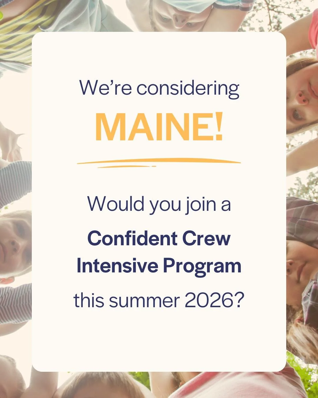 ✨ Confident Crew Intensive in Maine! ✨

This summer, we&rsquo;re exploring the possibility of a 3&ndash;5 day Confident Crew Intensive in Southern Maine! Perfect for kids navigating selective mutism and social anxiety, the program is led by Dr. Melis