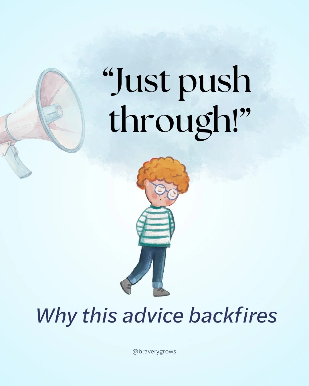 Well-meaning advice that actually makes anxiety worse: "They just need to push through." 

Why this backfires 👇

THE LOGIC SEEMS SIMPLE:
Face fear &rarr; Get through it &rarr; See it wasn&rsquo;t so bad &rarr; Fear decreases 

BUT FOR ANXI
