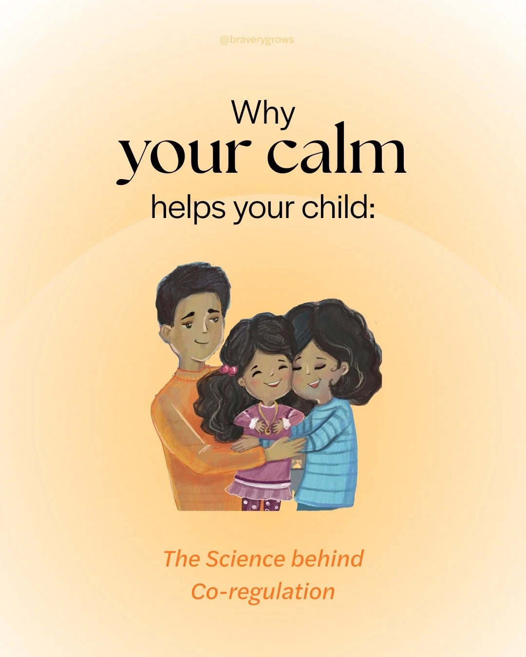 Why does YOUR calm help your child? The science is fascinating 🧠✨

CO-REGULATION: THE SCIENCE

WHAT'S HAPPENING IN YOUR CHILD'S BRAIN:
When your child feels anxious 😰
&rarr; The amygdala (fear center) activates 🚨
&rarr; Cortisol floods their syste