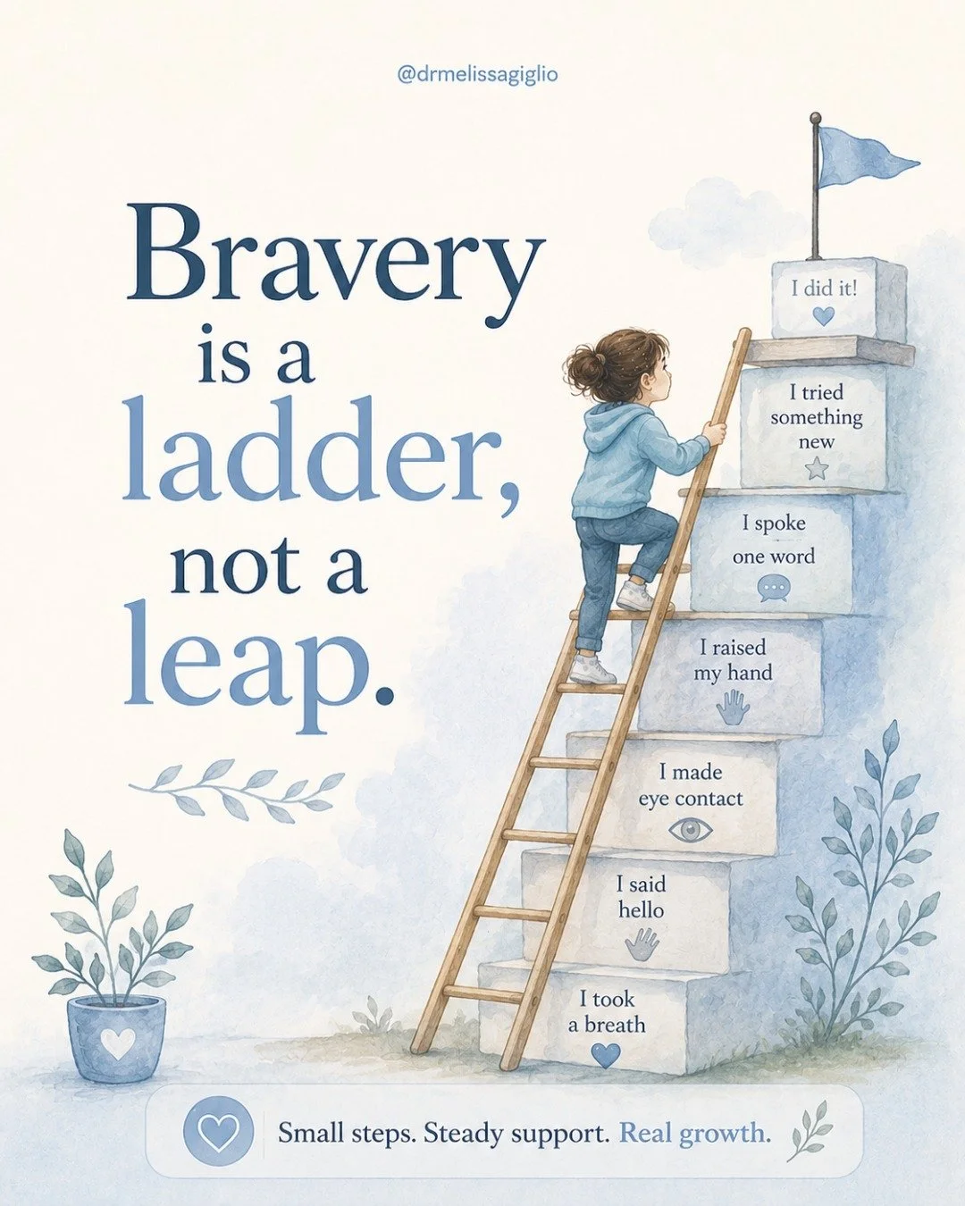 Bravery is not a personality trait a child either has or does not have.

It is a ladder.

For a child with selective mutism or social anxiety, the first step might look tiny from the outside. A nod. A gesture. A sound. One word. One answer. One momen