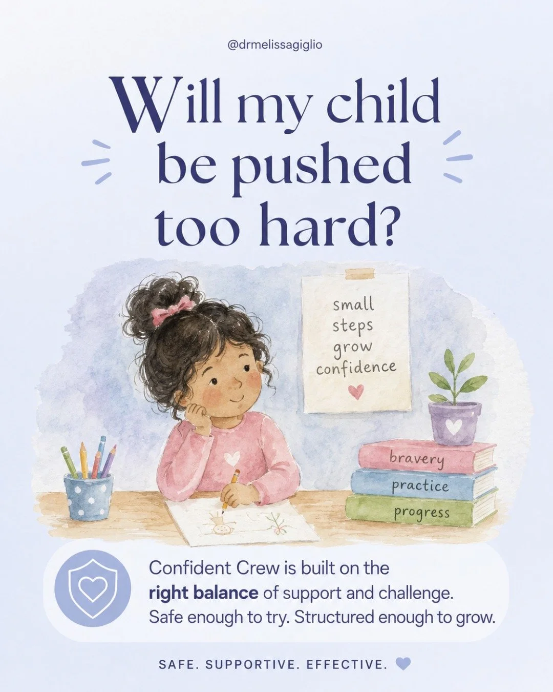 A good intensive does not mean throwing a child into the deep end.

It means knowing exactly where the edge is and helping them take the next step with support.

For anxious kids, too much pressure can shut the system down. Too little practice can ke