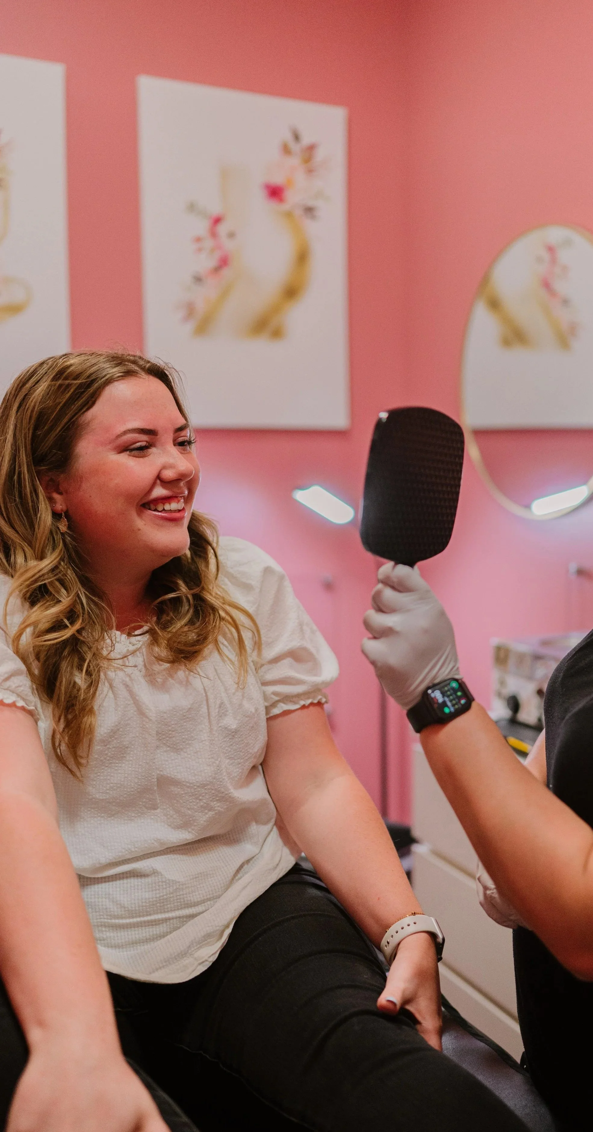 happy client with waxing specialist, facial waxing salt lake city, facial waxing near me