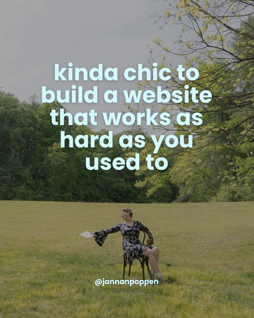 You know what&rsquo;s kinda chic?

Not refreshing your inbox hoping someone inquires.
Not explaining what you do seventeen different ways.
Not sending people to a website that makes you cringe just a little bit.

I don&rsquo;t think your website need