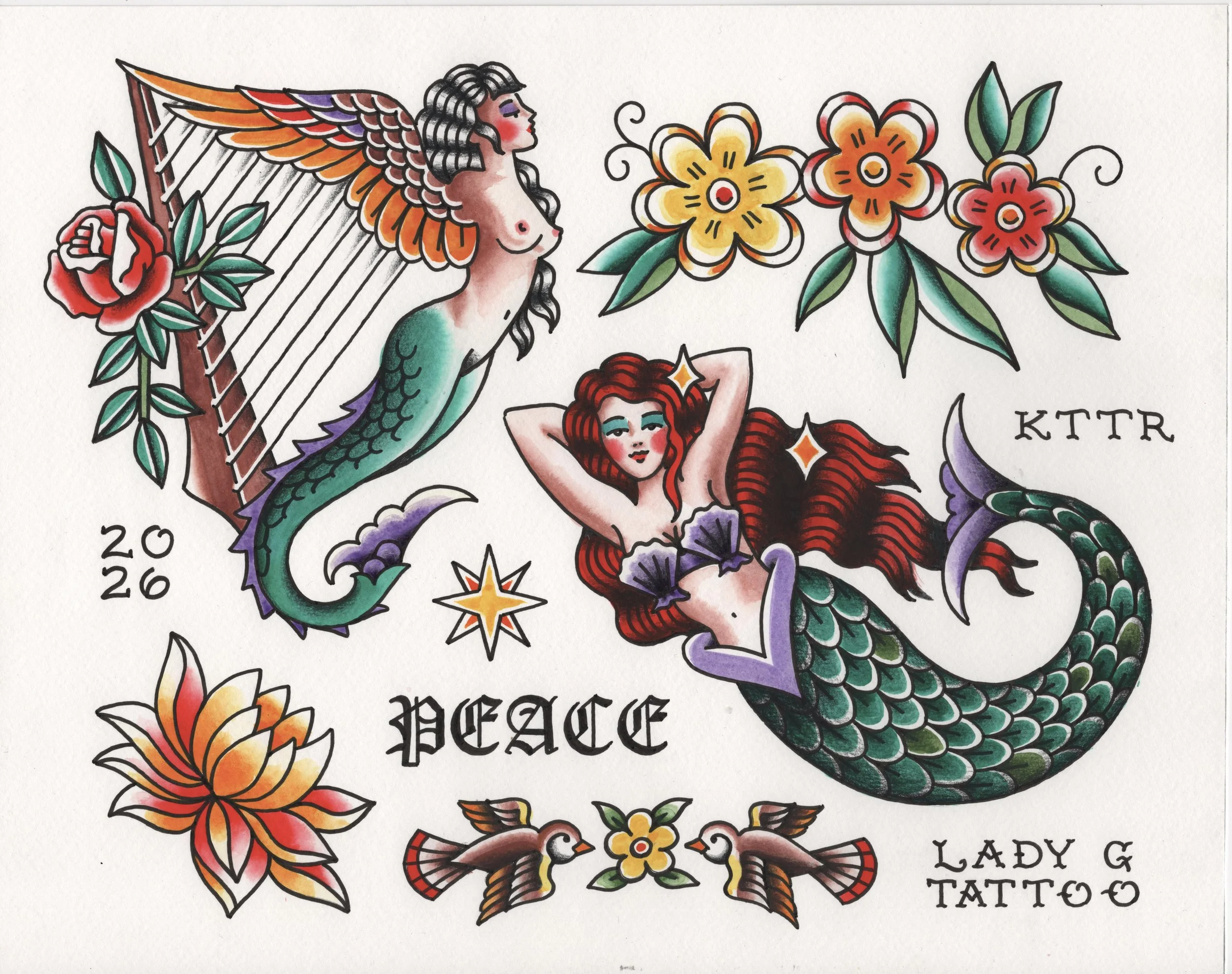 Harp Mermaid Flash Sheet