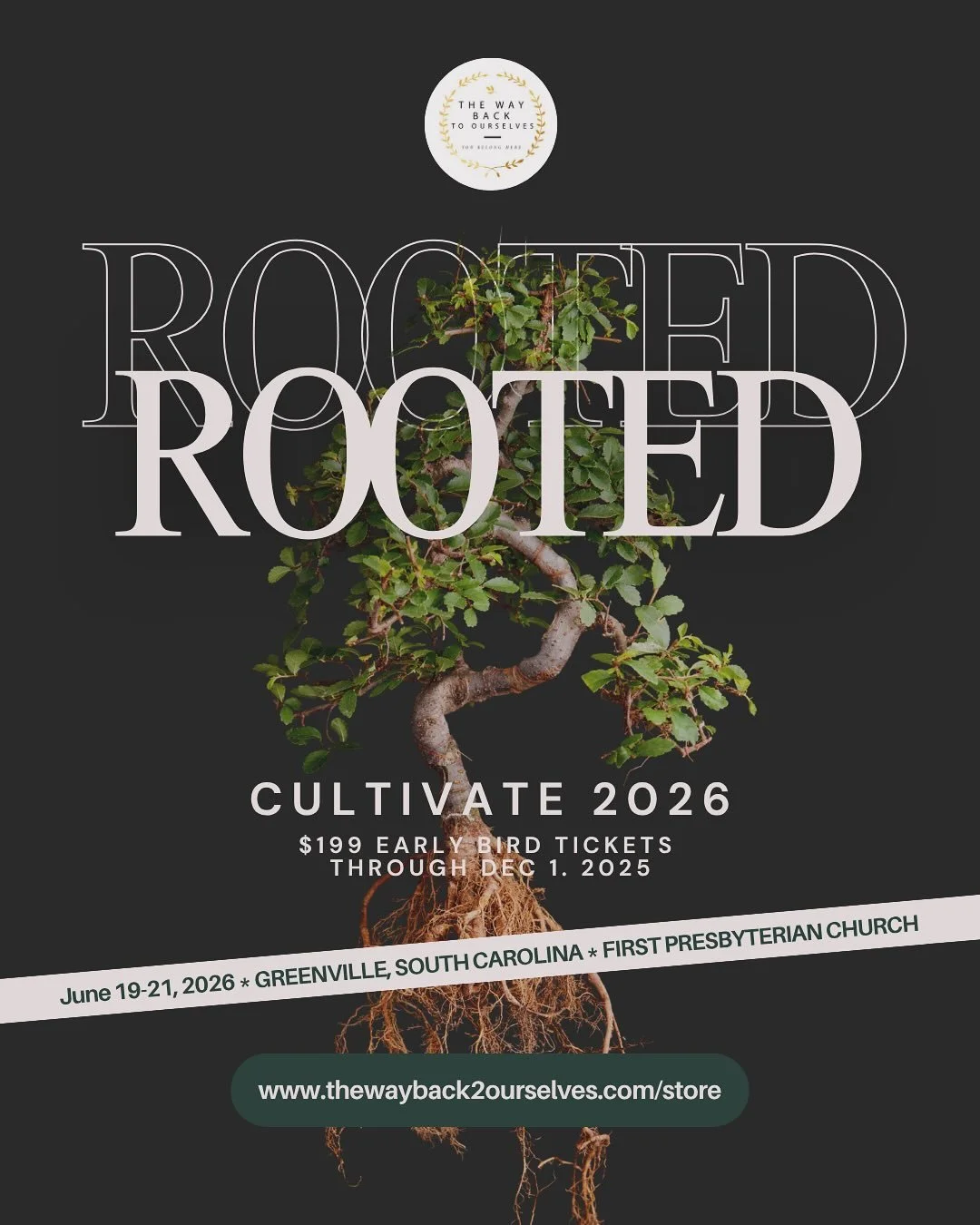 🎉🎉FRIENDS!! IT&rsquo;S HAPPENING!! The Cultivate Retreat, in partnership with @firstpresgreenville, is returning IN PERSON, June 19-21, in Greenville, South Carolina. 

🌱 🌳 OUR THEME IS ROOTED. 🌳🌱

✨EARLY BIRD TICKETS ARE ON SALE NOW THROUGH DE