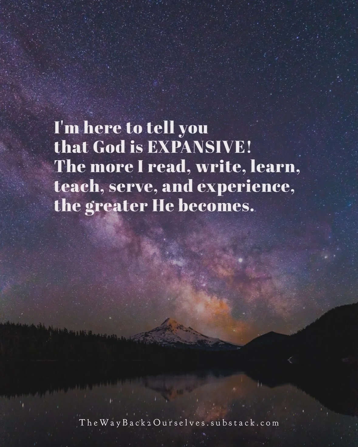 ✨Hi, friends. Here&rsquo;s a little Saturday reflection for you, as I work on my book:✨

➡️What are your God thoughts lately? Tell me below.

✨✨✨

I&rsquo;m here to tell you that God is EXPANSIVE! The more I read, write, learn, teach, serve, and expe