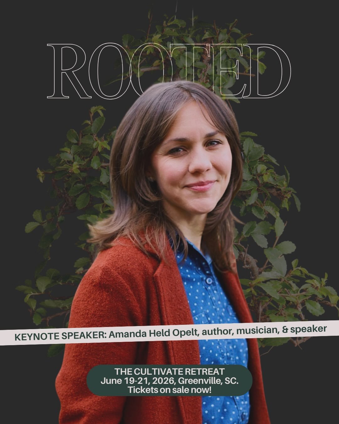 🎉🌳We are thrilled to announce that @amandaheldopelt has joined CULTIVATE 2026: ROOTED as one of our keynote speakers and worship leaders!

🌳She will be joining @ruckusmoped of @makersandmystics and @thebreathandtheclay, along with @deidrebraley, @
