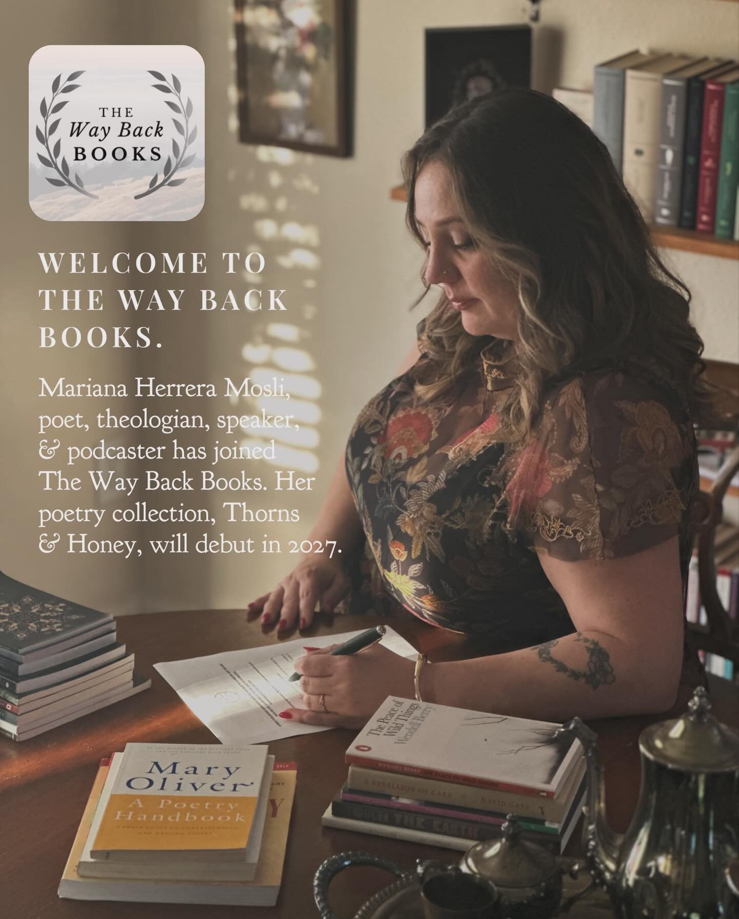 🎉🎉The Way Back Books of @thewayback2ourselves is honored to present our newest author, poet, theologian, speaker, and podcaster, @marianahmosli. 

Her debut poetry collection, THORNS &amp; HONEY, will be published in 2027. 

✨✨✨✨✨

🥀🍯 Thorns &amp