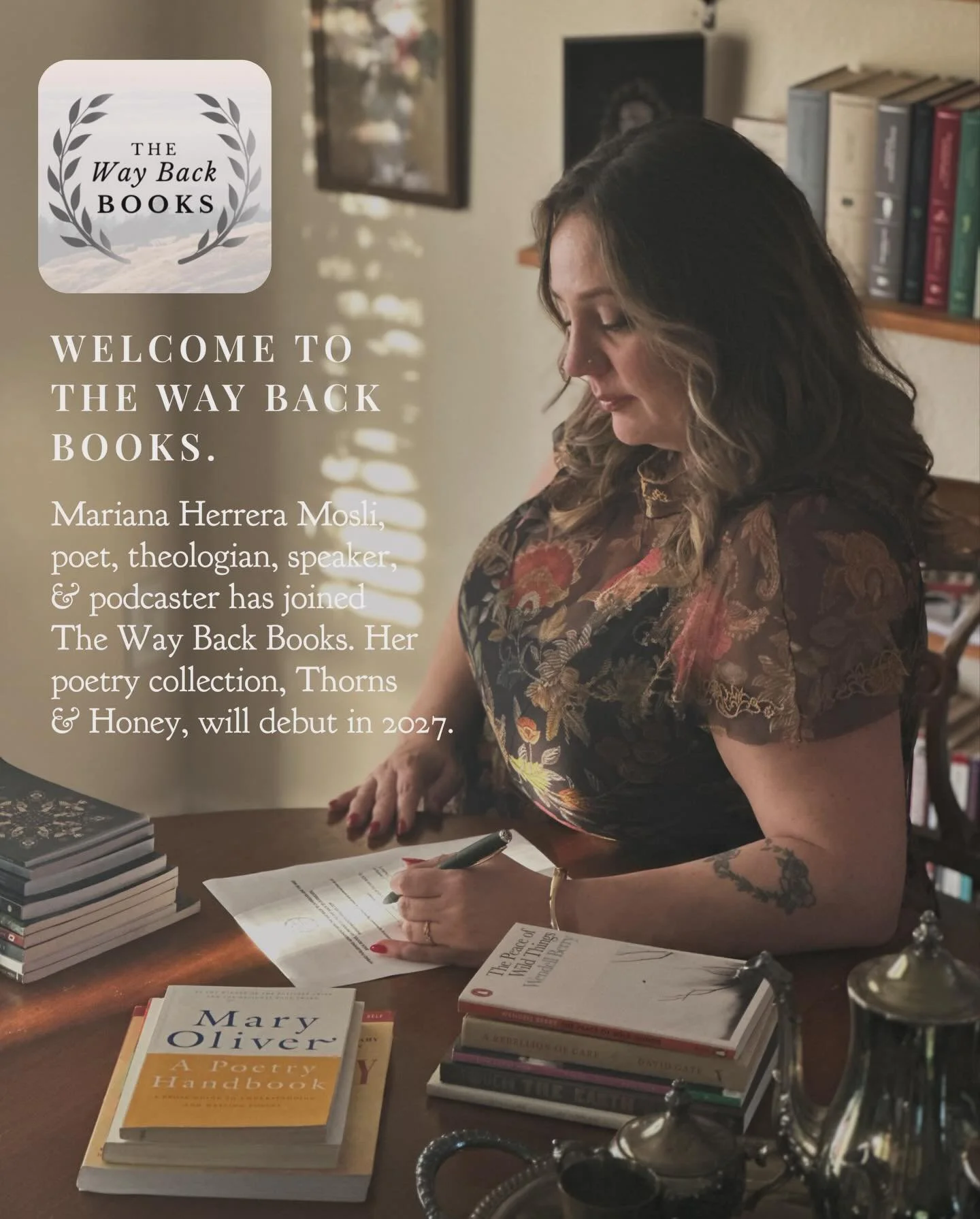 🎉🎉The Way Back Books of @thewayback2ourselves is honored to present our newest author, poet, theologian, speaker, and podcaster, @marianahmosli. 

Her debut poetry collection, THORNS &amp; HONEY, will be published in 2027. 

✨✨✨✨✨

🥀🍯 Thorns &amp
