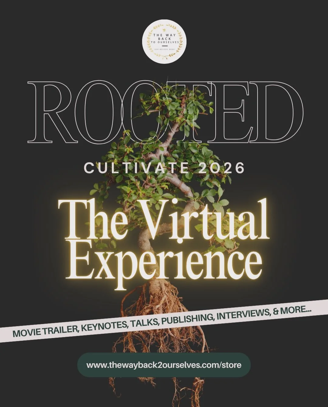 🎉🎉BIG NEWS!!🎉🎉 

🌳Did you want to come to the CULTIVATE RETREAT this summer but couldn&rsquo;t? Well, we have a surprise for you!🌳

✨✨We are excited to present THE VIRTUAL EXPERIENCE, a movie and recording of all keynotes and talks, along with 