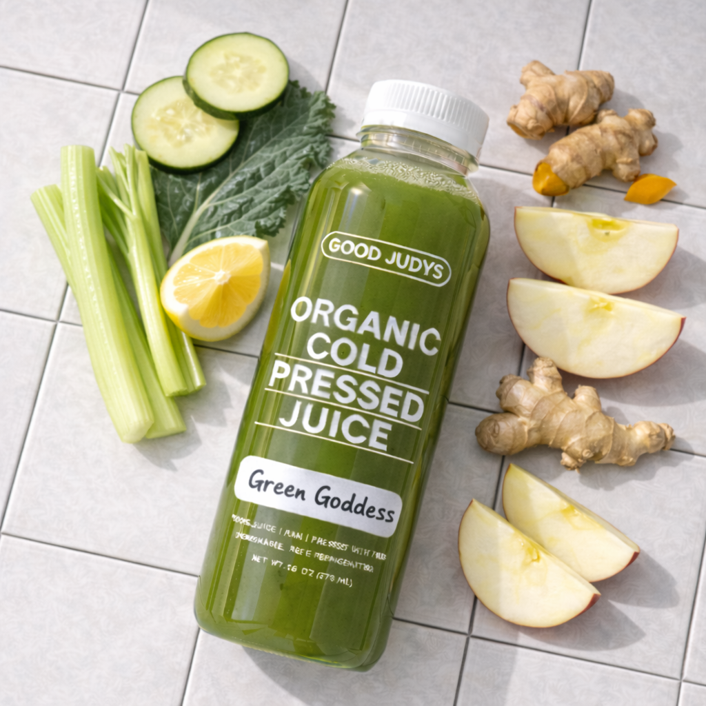 A dark green juice from Good Judys Market