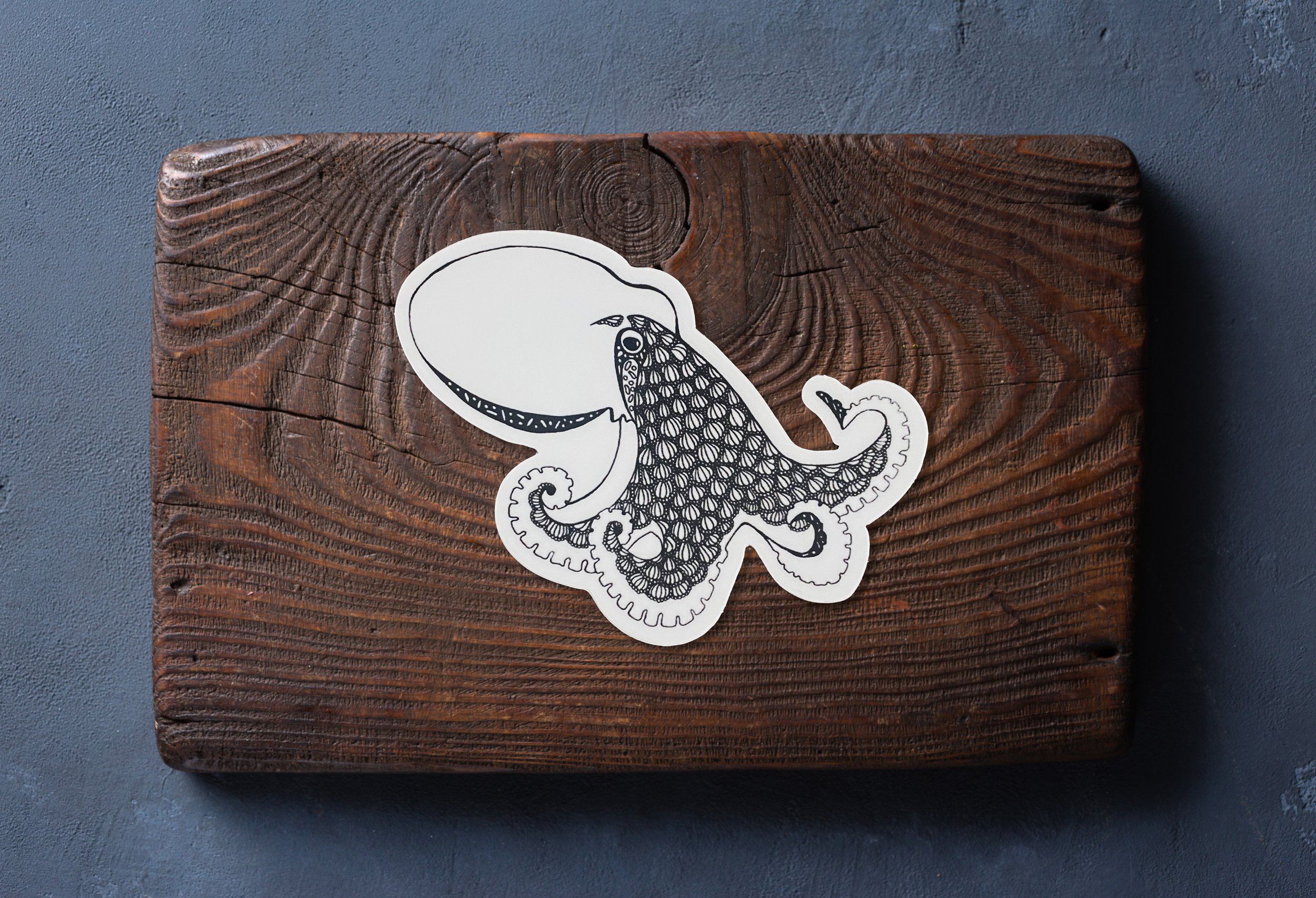 Vinyl Octopus sticker. Unique ocean art encapsulated into a durable, waterproof sticker. Perfect for water bottles, laptop decals, or for a journal.
