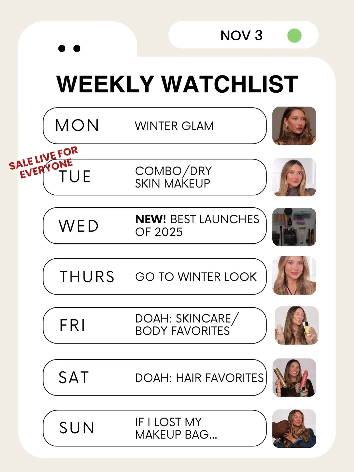 Happy November🤎 This week we&rsquo;re Sephora sale focused and winter focused🫡🤍