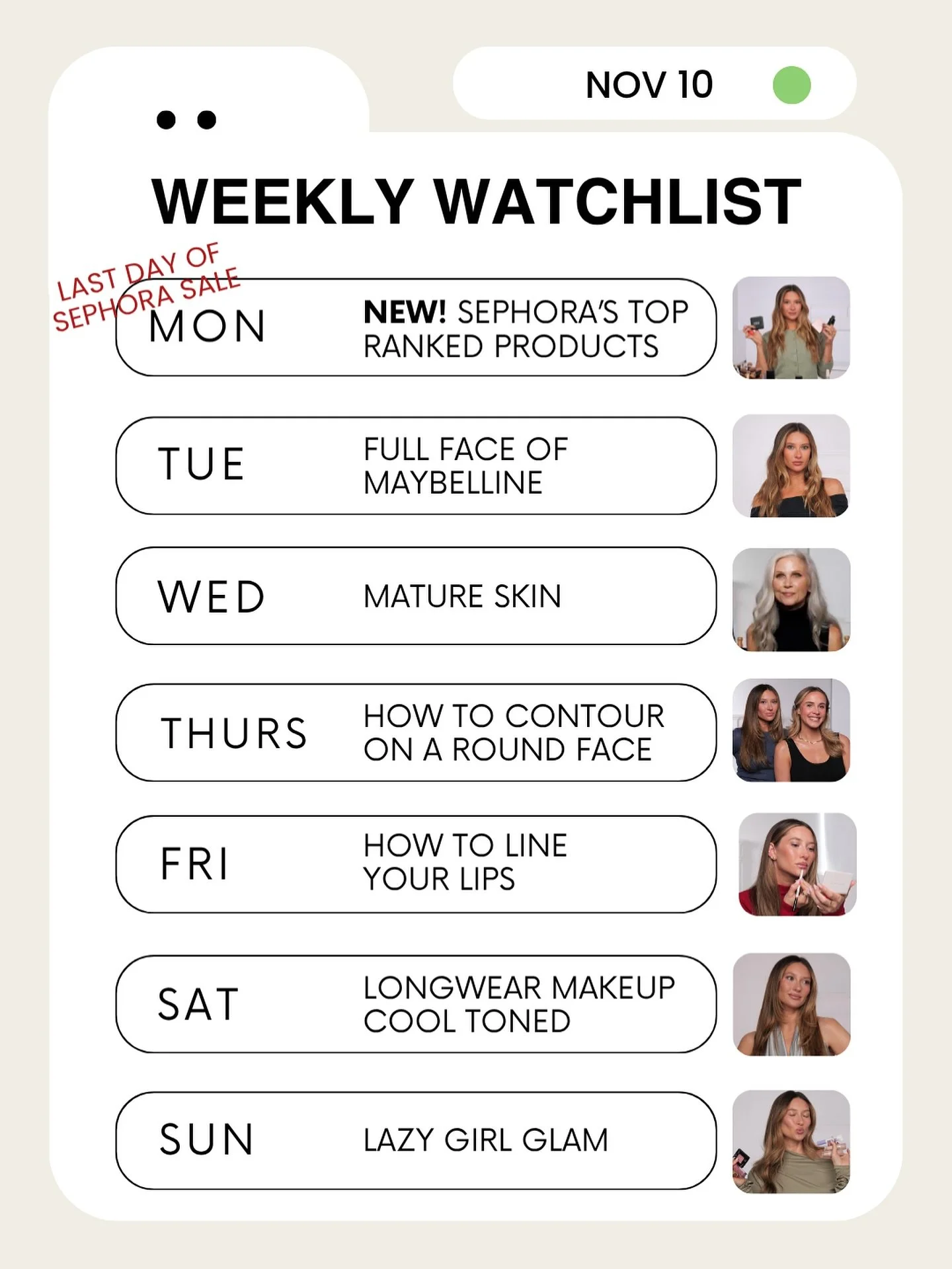 Today is the last day to shop Sephora sale. In honor&hellip; we are launching a new video TODAY at 10AM. Featuring a full face glam using Sephora&rsquo;s Top Ranked products.🧴🙂&zwj;↕️🤍