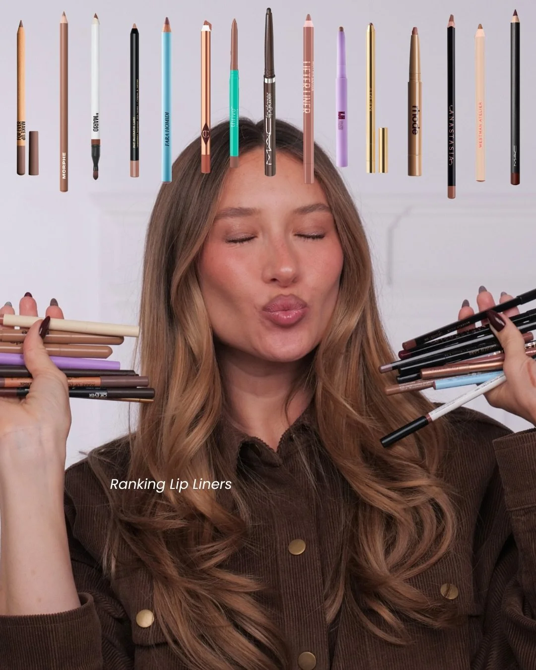 Here we have all of @makeupxka favorite shades for each liner as she breaks them down in the RANKING LIP LINERS video on the app. 🏃&zwj;♂️