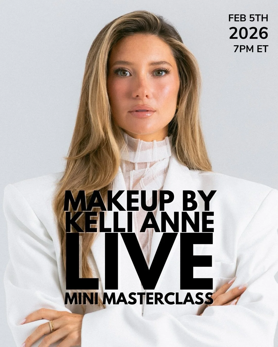 Join us on Thursday evening for a 60 minute LIVE digital mini masterclass taught by Kelli Anne on February 5th at 7:00pm!! 👩&zwj;🎨🎨 FREE for subscribers, just reserve your spot in the Makeup By Kelli Anne app. Focus of the class will be announced 
